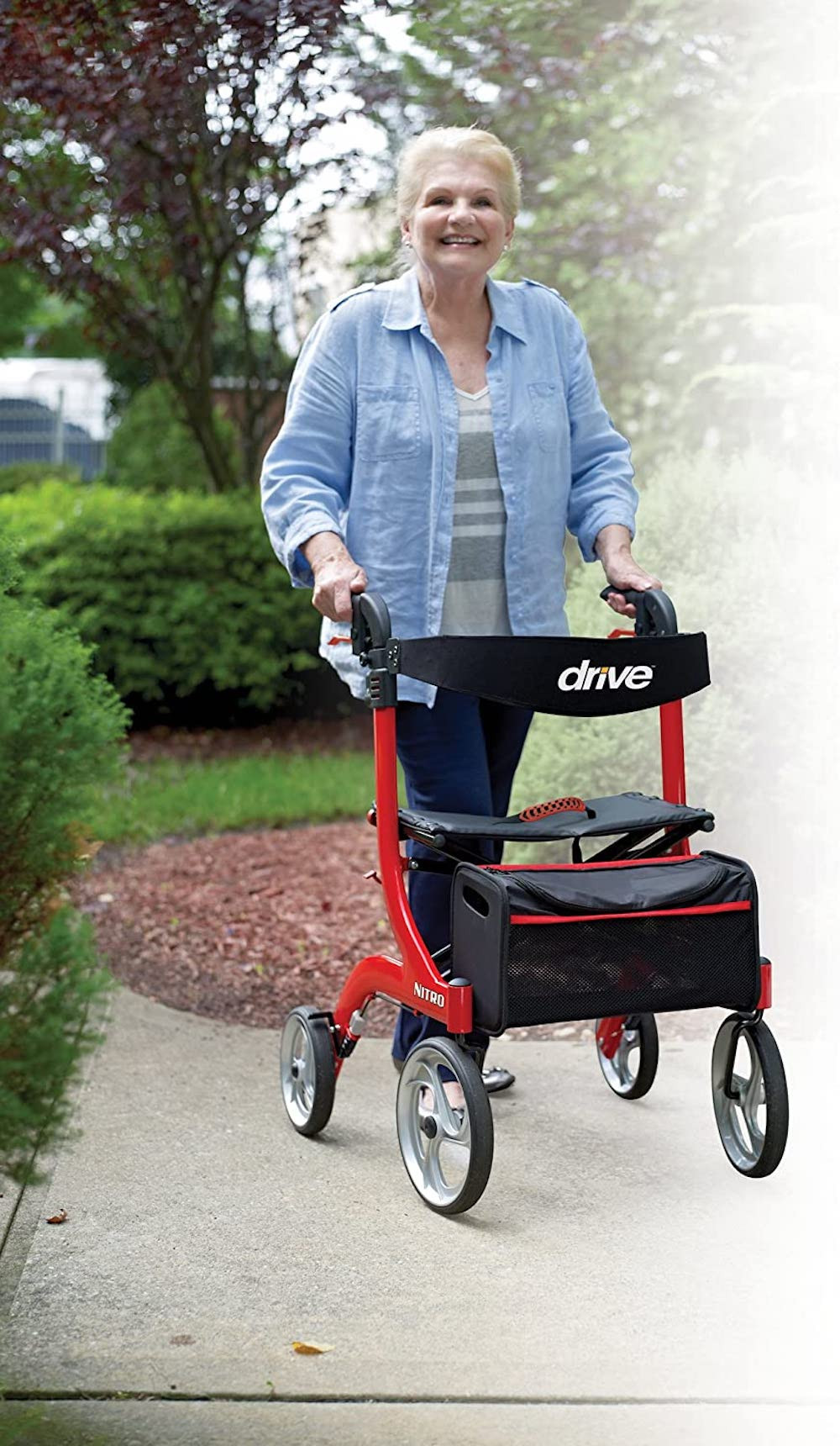 Drive Nitro 4 Wheel Rollator Adjustable Height, Aluminum Frame