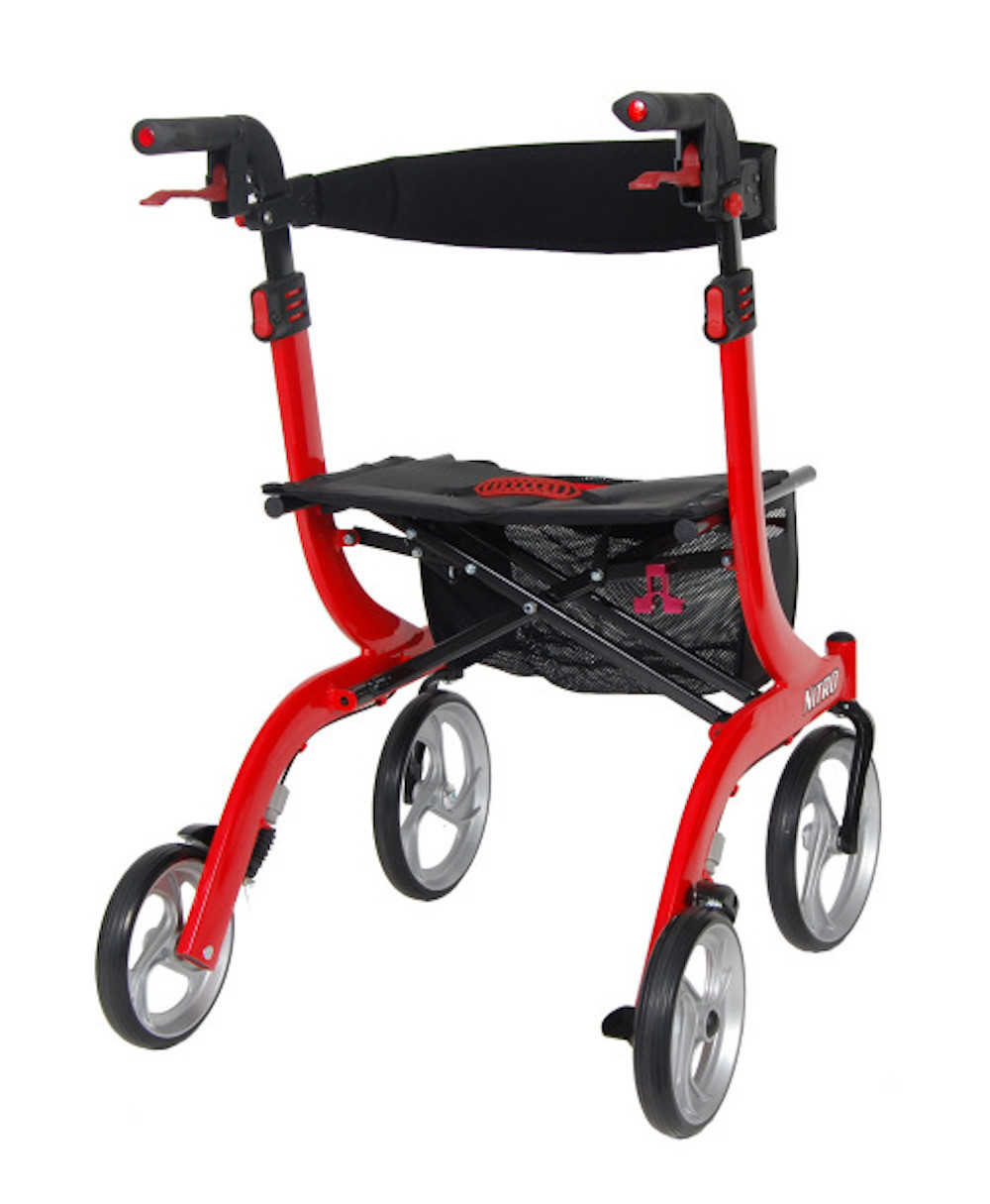 Drive Nitro 4 Wheel Rollator Adjustable Height, Aluminum Frame