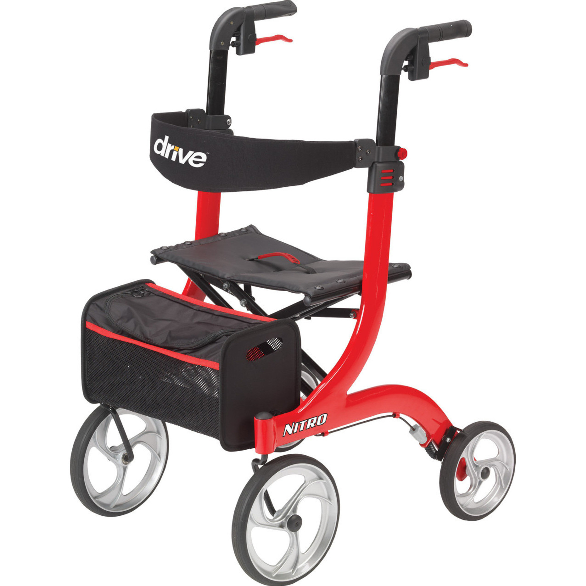 Drive Nitro 4 Wheel Rollator Adjustable Height, Aluminum Frame