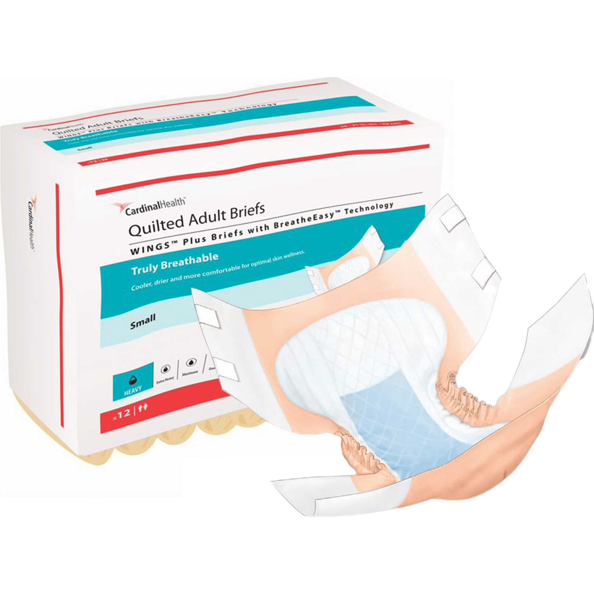 Cardinal Wings Quilted Plus Diapers with Tabs with BreatheEasy Technology Disposable Adult Diapers with Tabs, Heavy