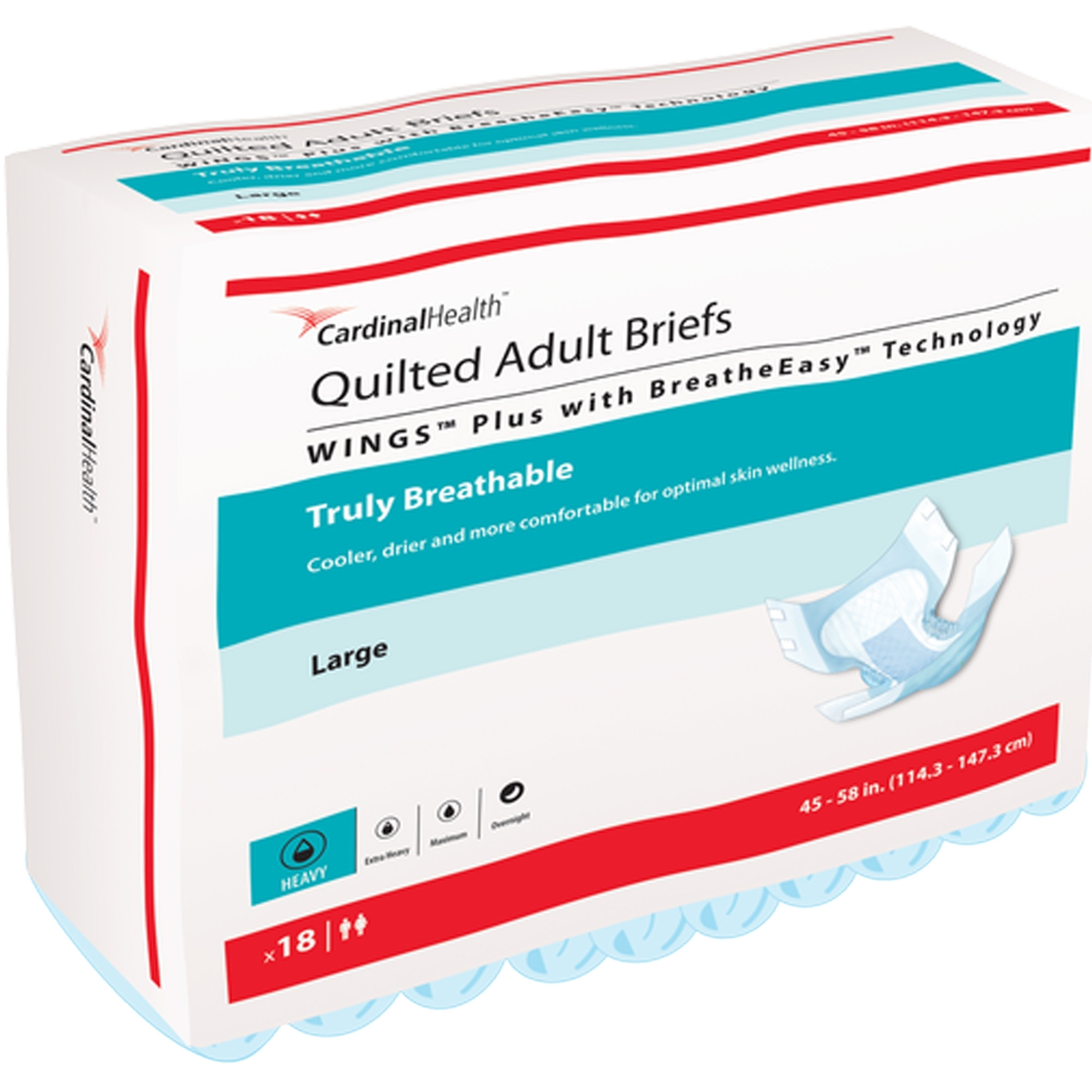 Cardinal Wings Quilted Plus Diapers with Tabs with BreatheEasy Technology Disposable Adult Diapers with Tabs, Heavy