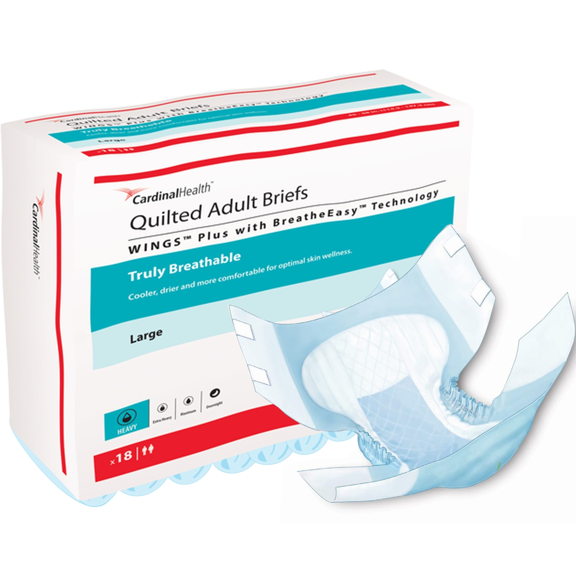 Cardinal Wings Quilted Plus Diapers with Tabs with BreatheEasy Technology Disposable Adult Diapers with Tabs, Heavy