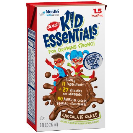 Carton of Boost Kid Essentials 1.5 Ready to Use Pediatric Oral Supplement/Tube Feeding Formula Chocolate Crave