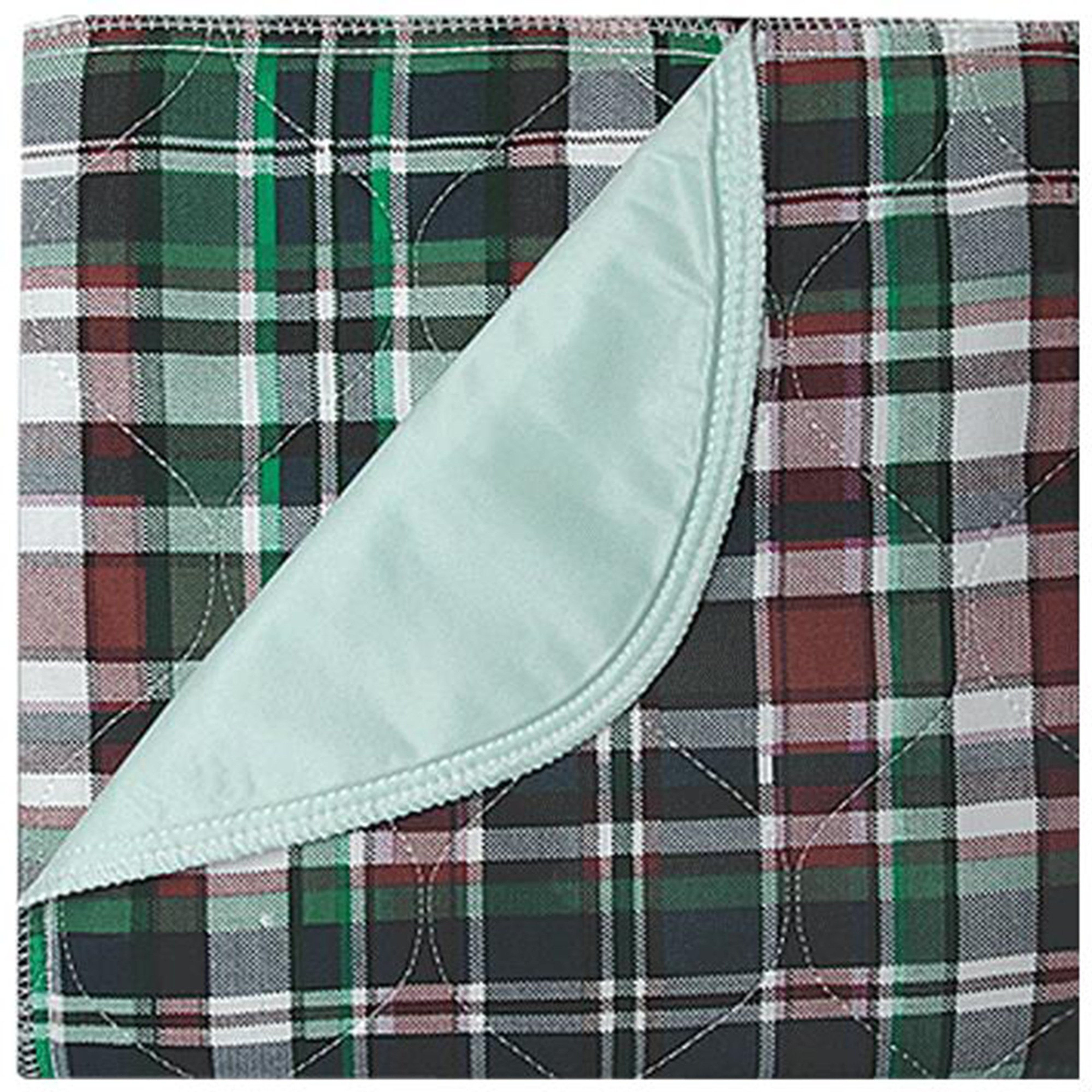 Beck's Classic Plaid Reusable Underpad, Heavy Absorbency, Green Backsheet