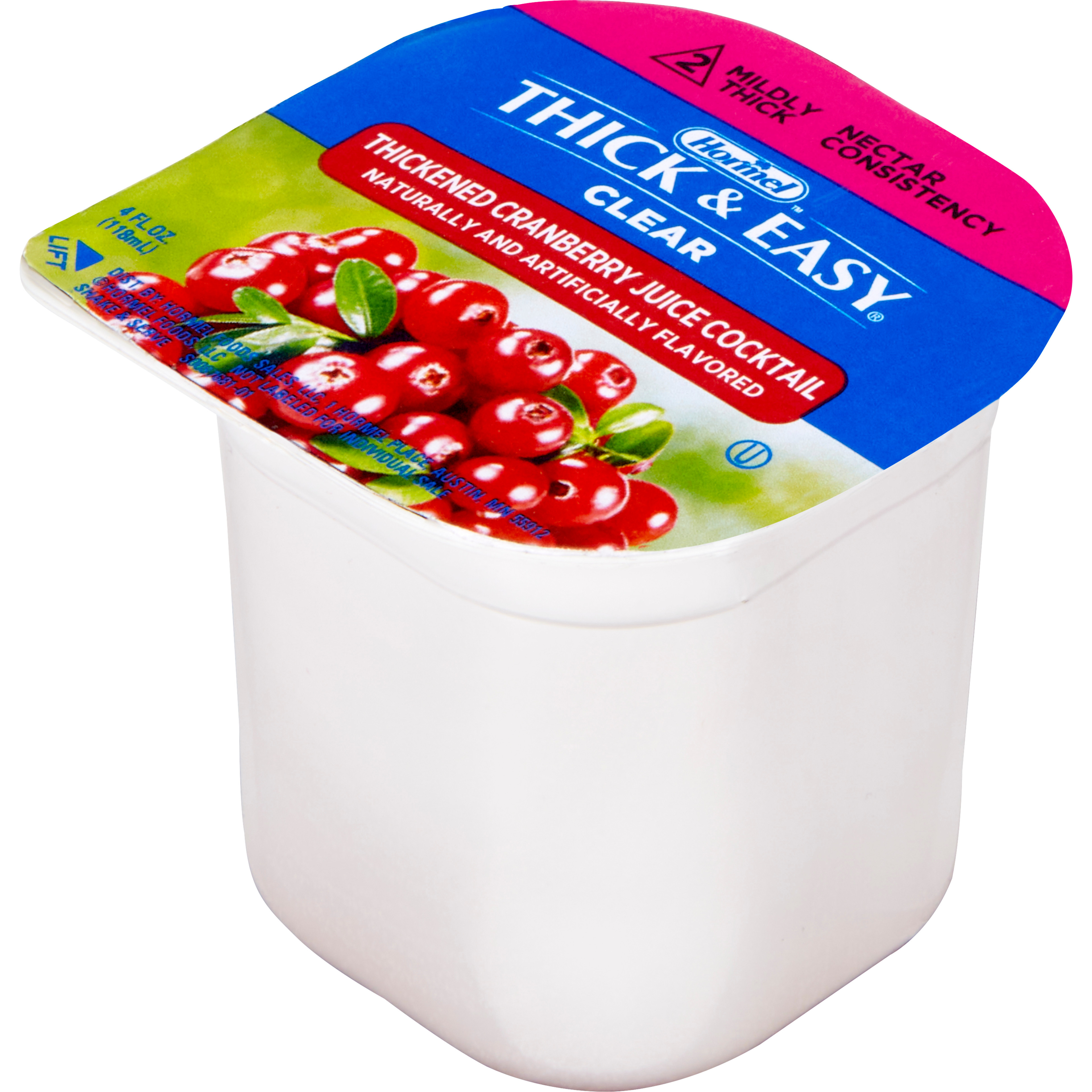 Thick & Easy Ready to Use Thickened Beverage, Cranberry Juice Cocktail Flavor, 4 oz., Portion Cup