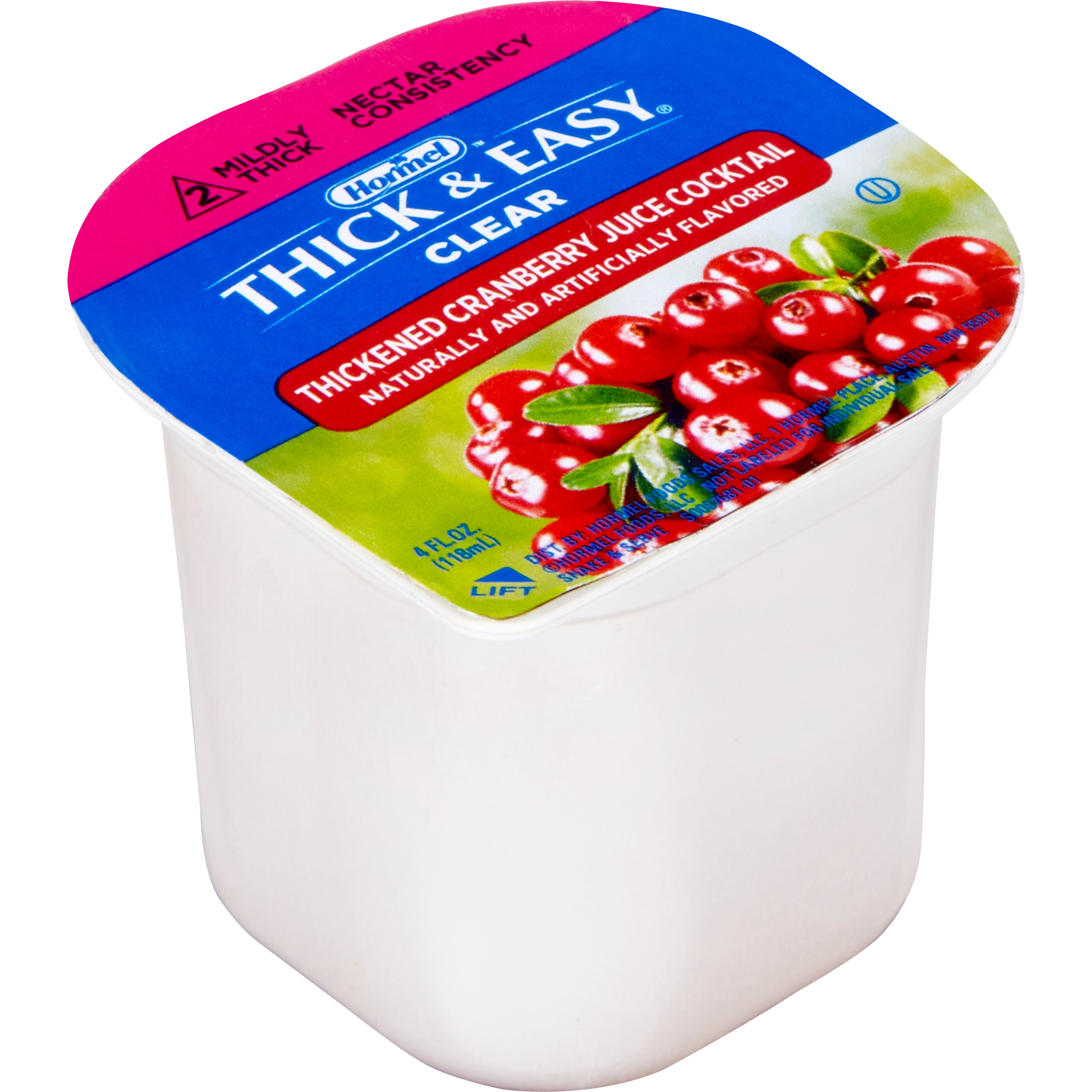 Thick & Easy Ready to Use Thickened Beverage, Cranberry Juice Cocktail Flavor, 4 oz., Portion Cup