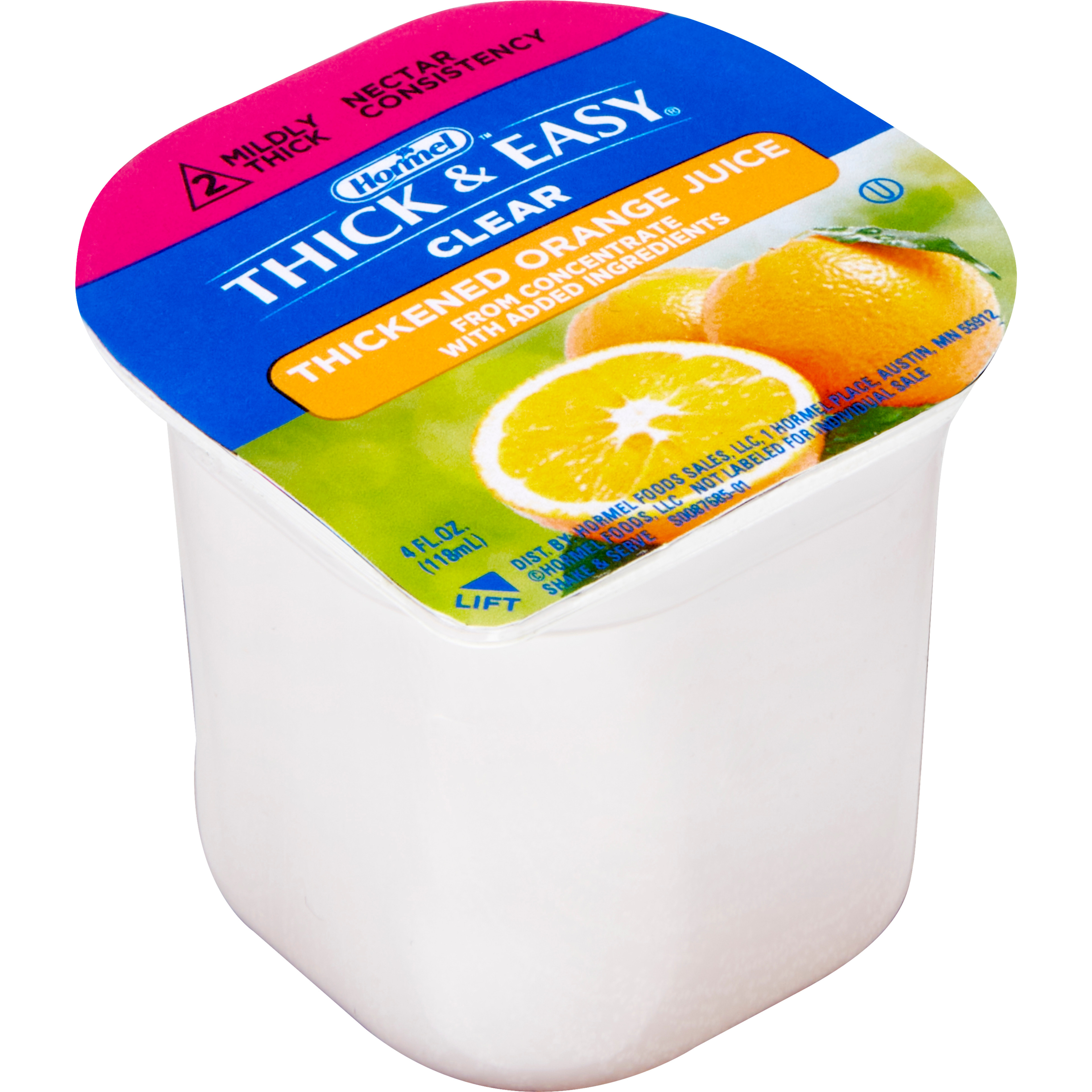Thick & Easy Ready to Use Thickened Beverage, Orange Juice Flavor, 4 oz., Portion Cup