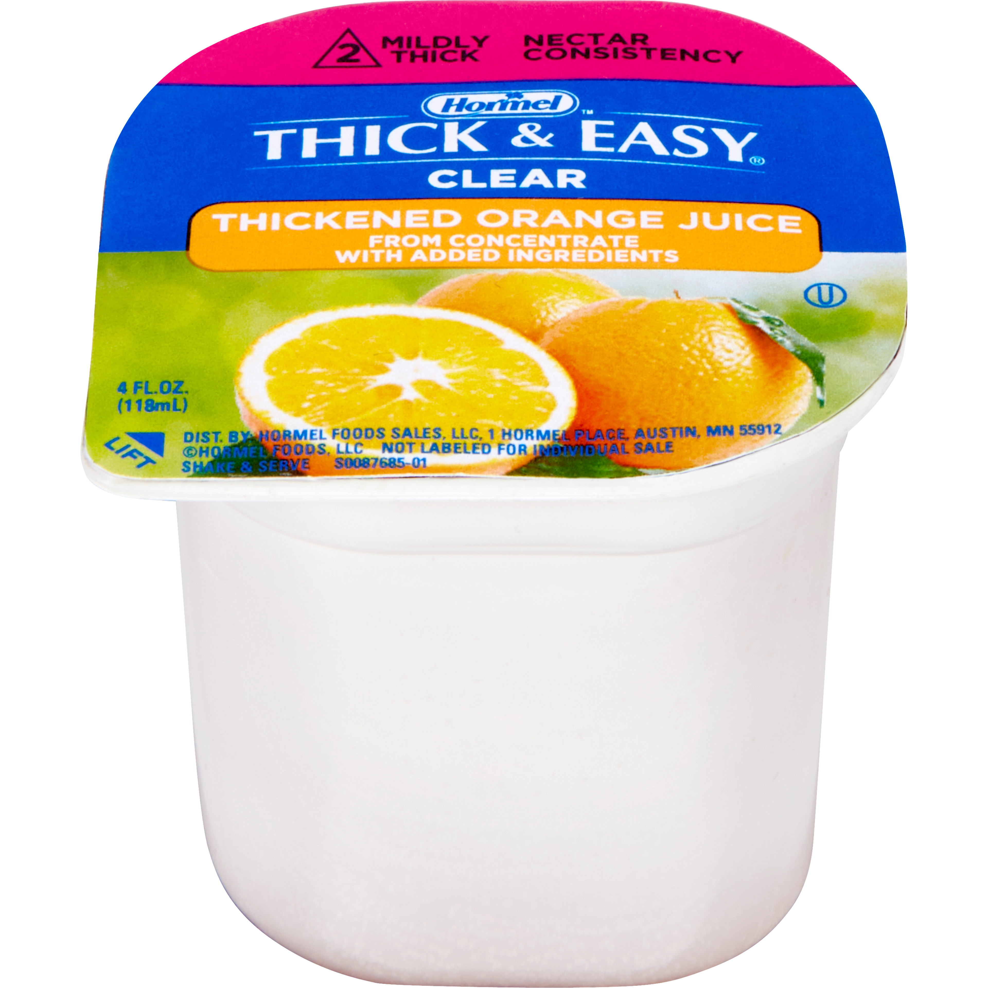 Thick & Easy Ready to Use Thickened Beverage, Orange Juice Flavor, 4 oz., Portion Cup