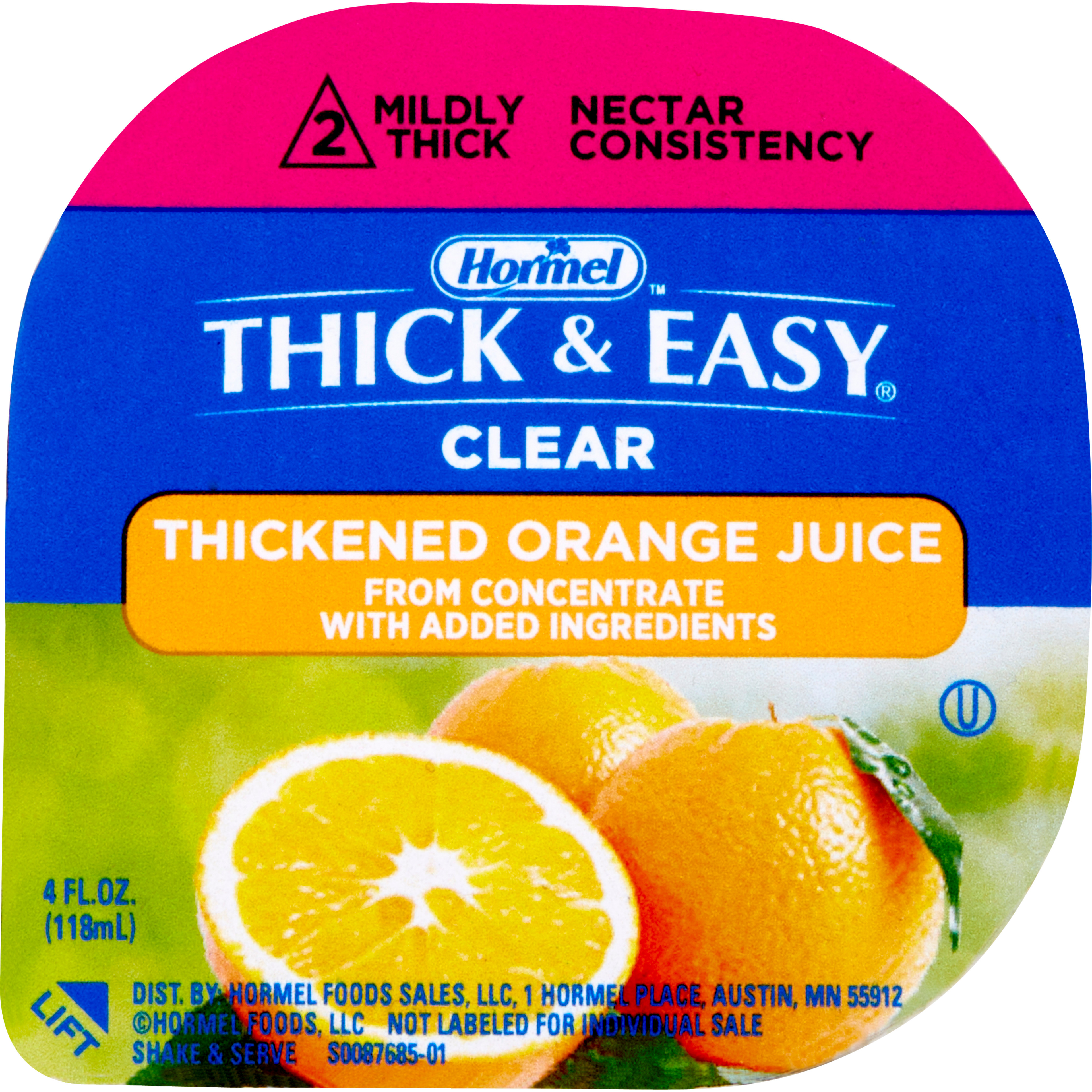 Thick & Easy Ready to Use Thickened Beverage, Orange Juice Flavor, 4 oz., Portion Cup