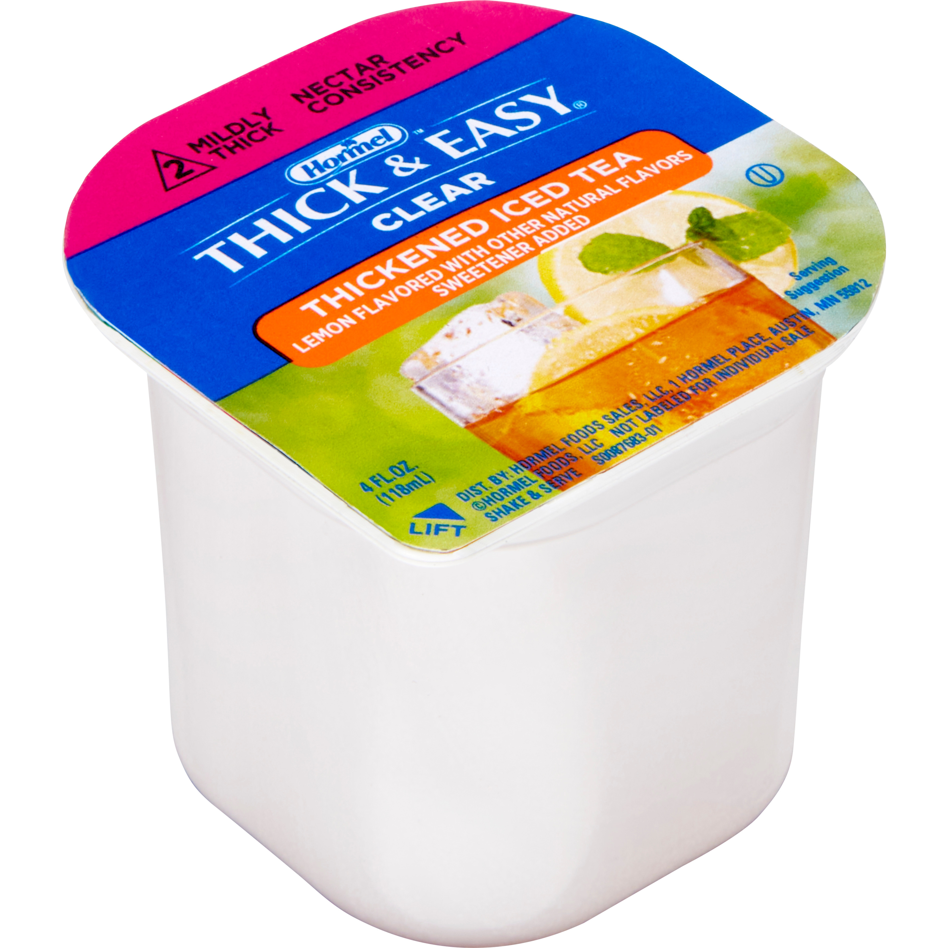 Hormel Thick & Easy Clear Thickened Beverage, Nectar Consistency, 2 Mildly Thick, Iced Tea Flavor