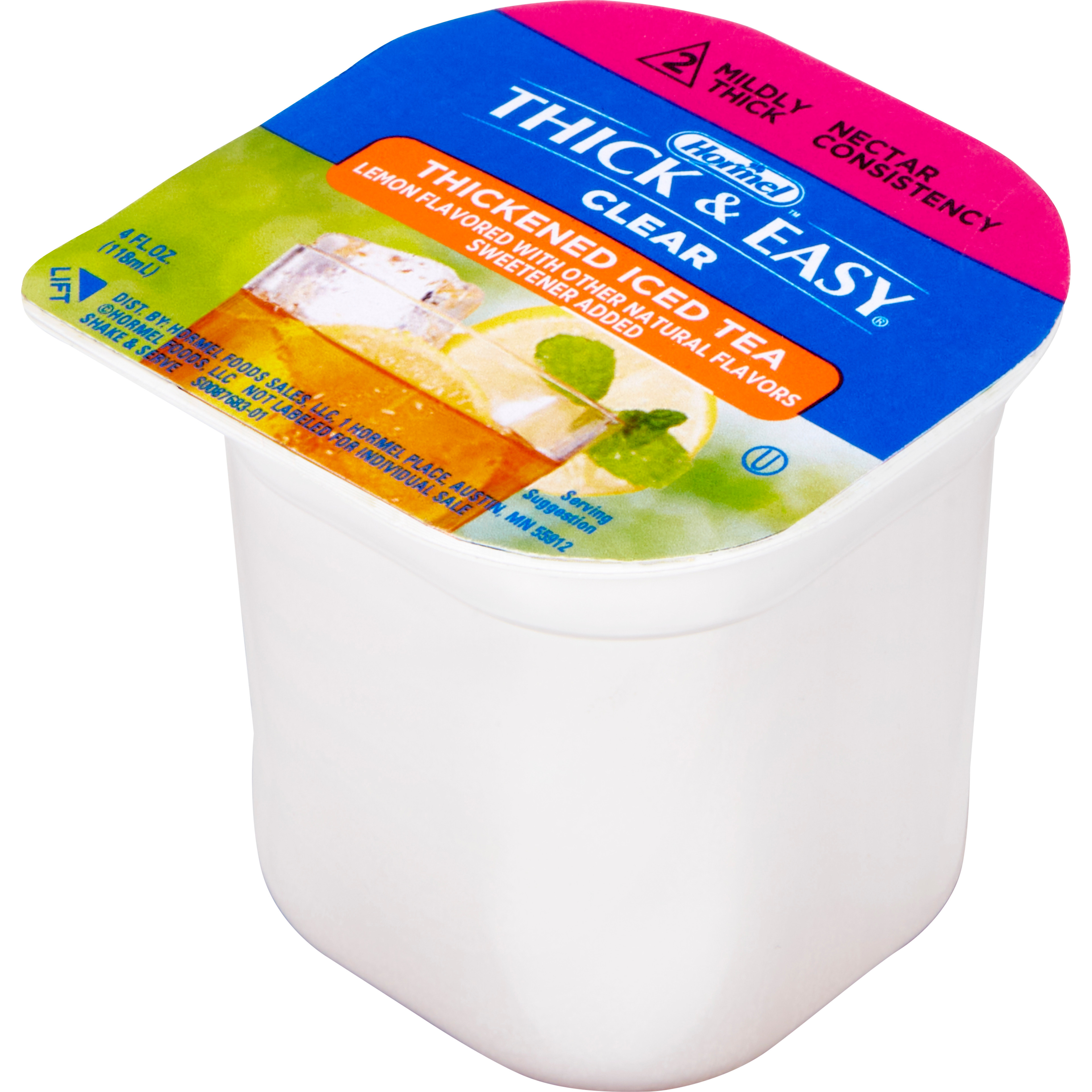 Hormel Thick & Easy Clear Thickened Beverage, Nectar Consistency, 2 Mildly Thick, Iced Tea Flavor