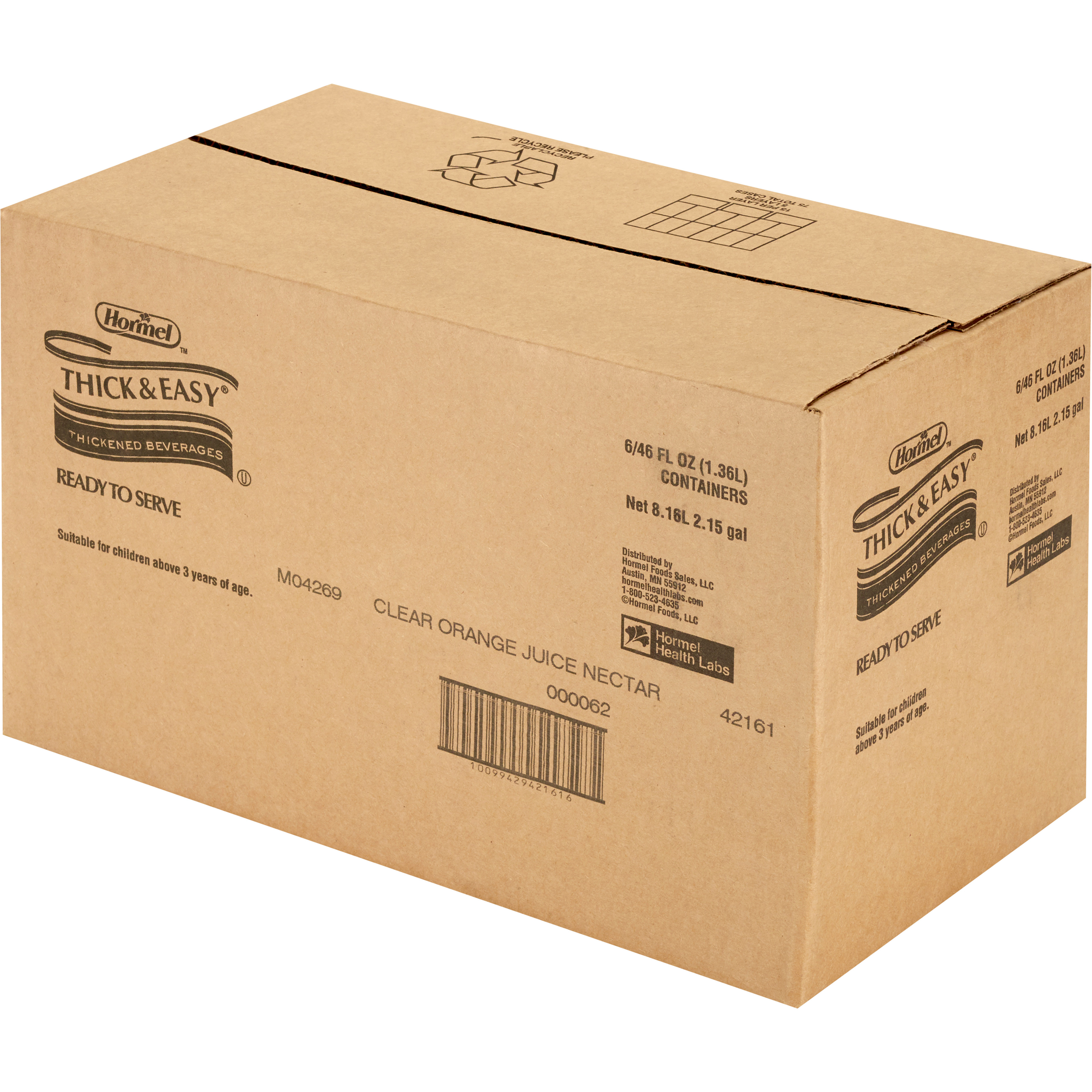 Thick & Easy Ready to Use Thickened Beverage, Orange Juice Flavor, 46 oz., Bottle