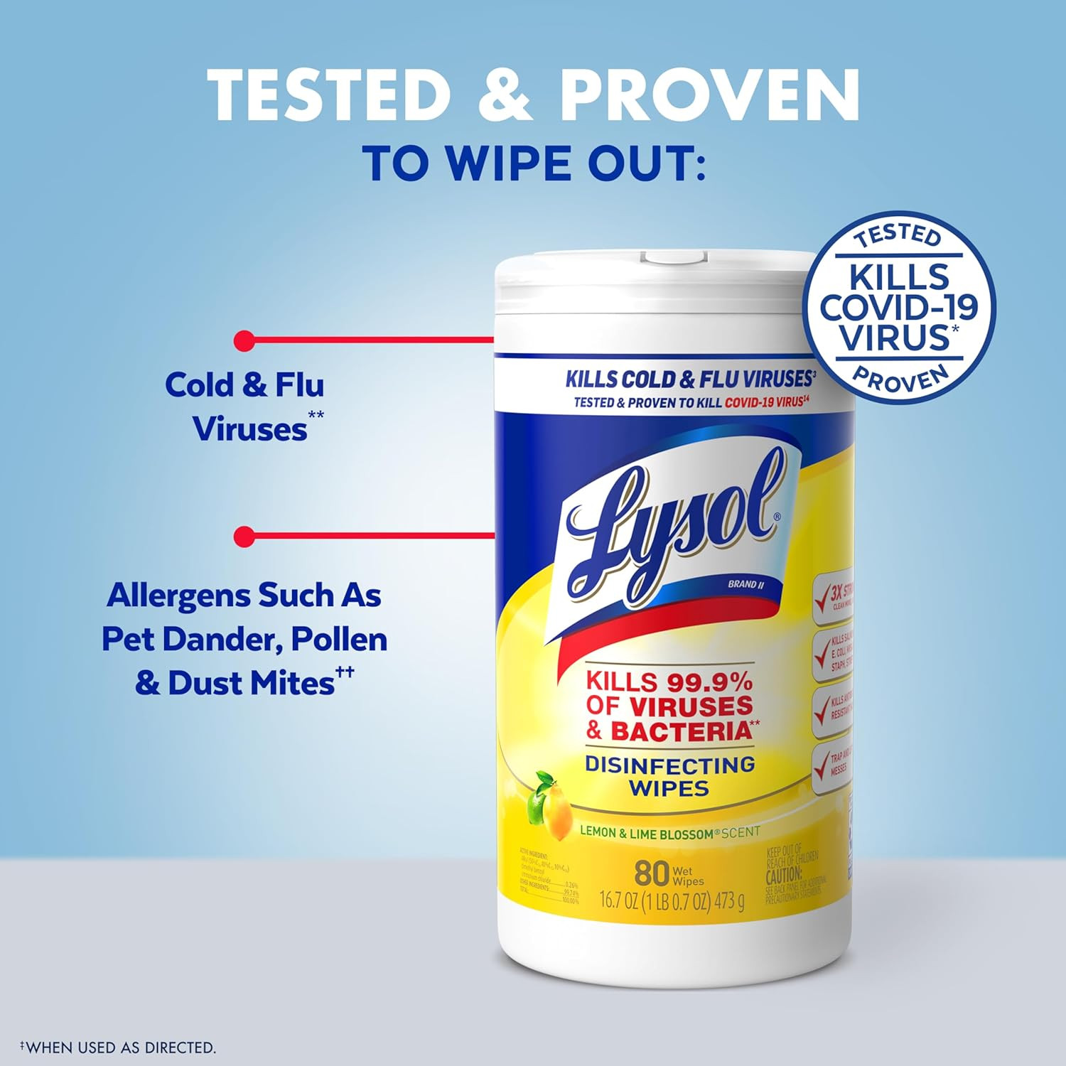 Lysol Surface Disinfectant Cleaner Premoistened Alcohol Based Wipe, Lemon Lime Blossom Scent, Canister
