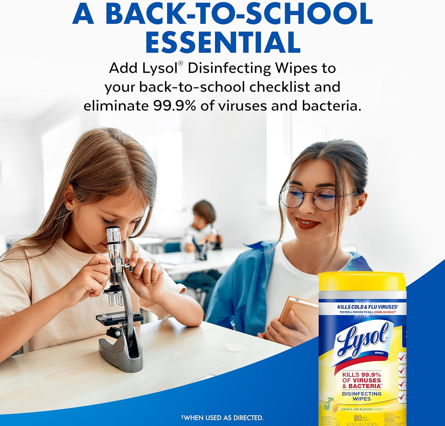 Lysol Surface Disinfectant Cleaner Premoistened Alcohol Based Wipe, Lemon Lime Blossom Scent, Canister