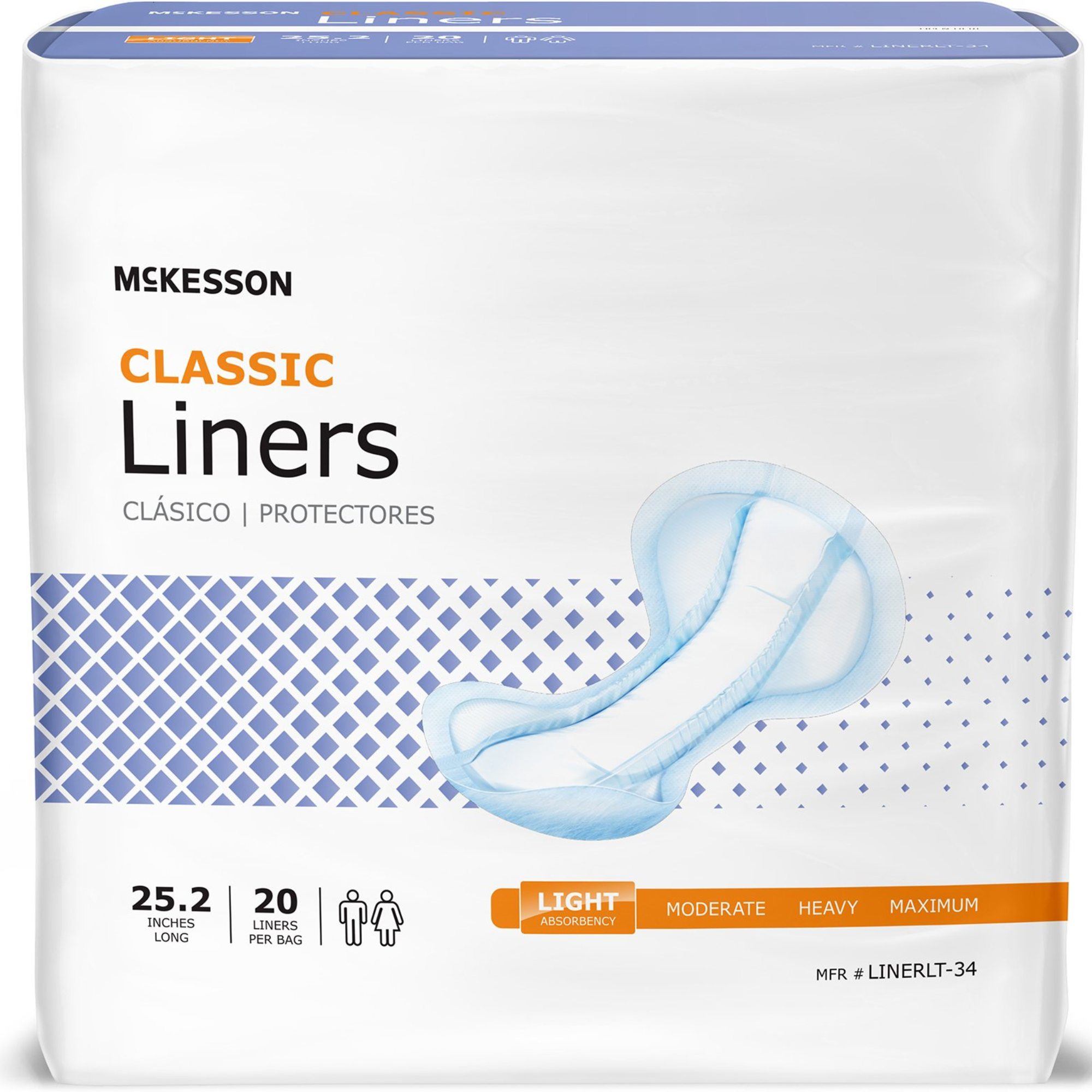 McKesson Classic Disposable Incontinence Liner, Light Absorbency, LINERLT, One Size Fits Most - Case of 96