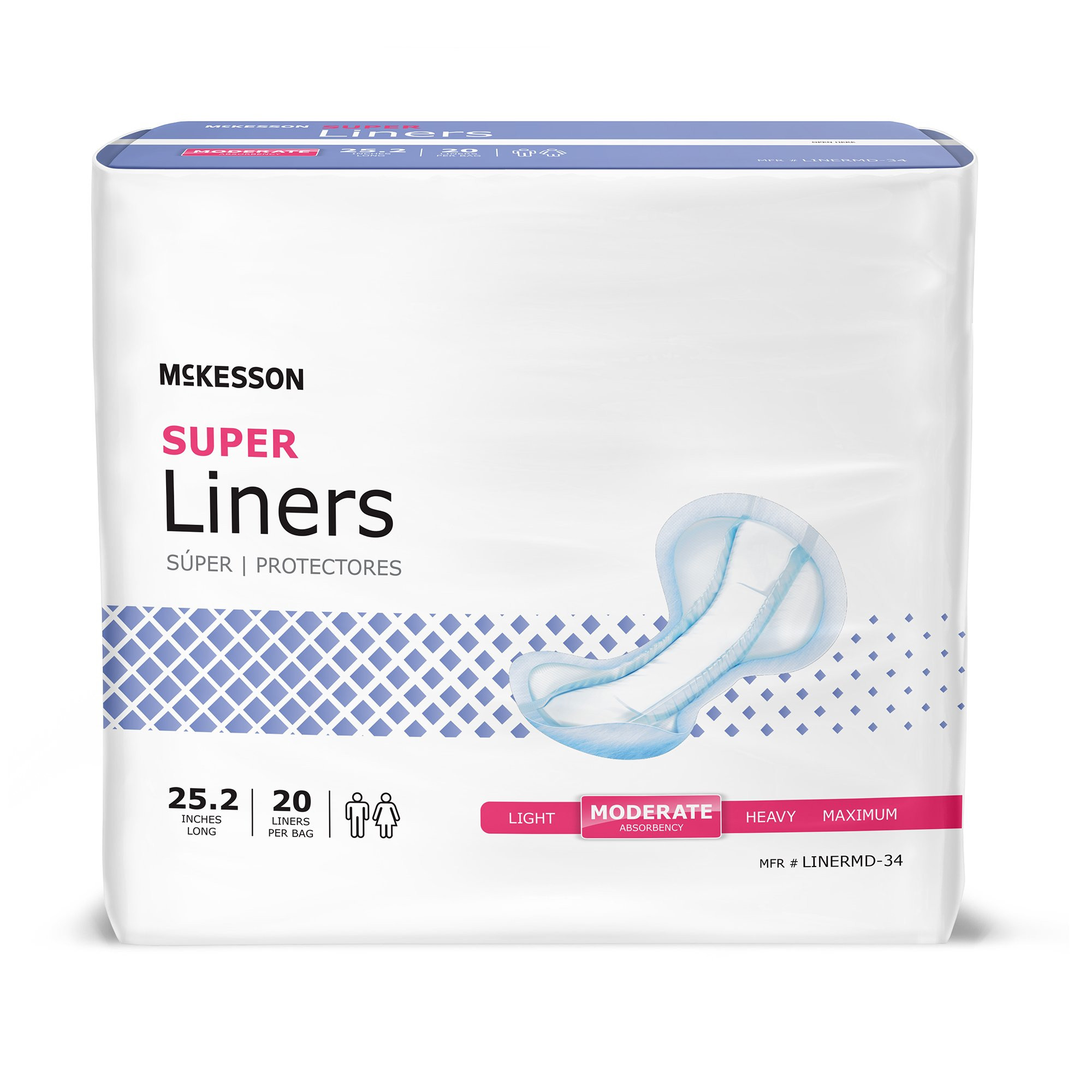 McKesson Super Incontinence Liner, Moderate Absorbency