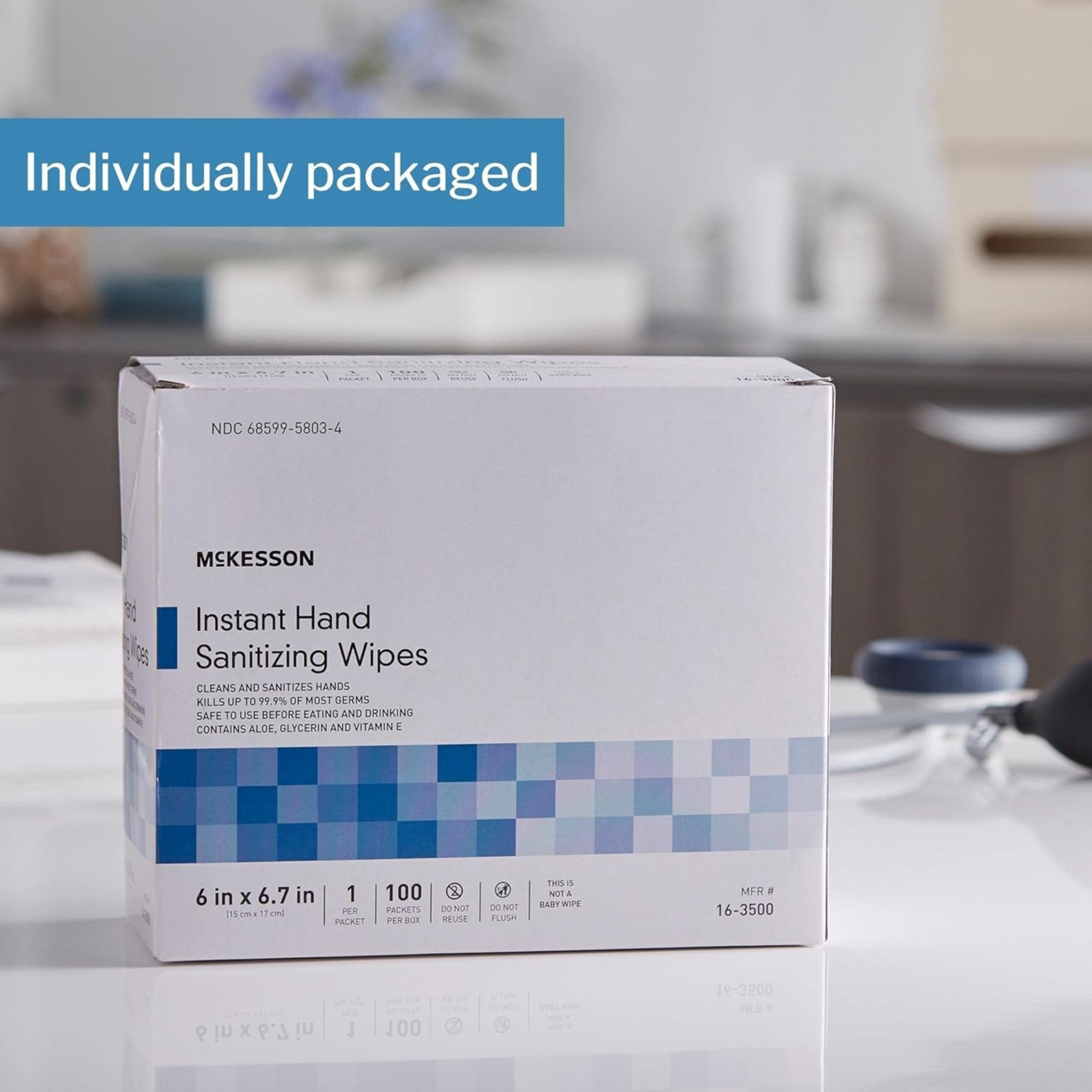McKesson Hand Sanitizing Wipe Alcohol Wipe, Individual Packet, 16-3500, Case of 1000