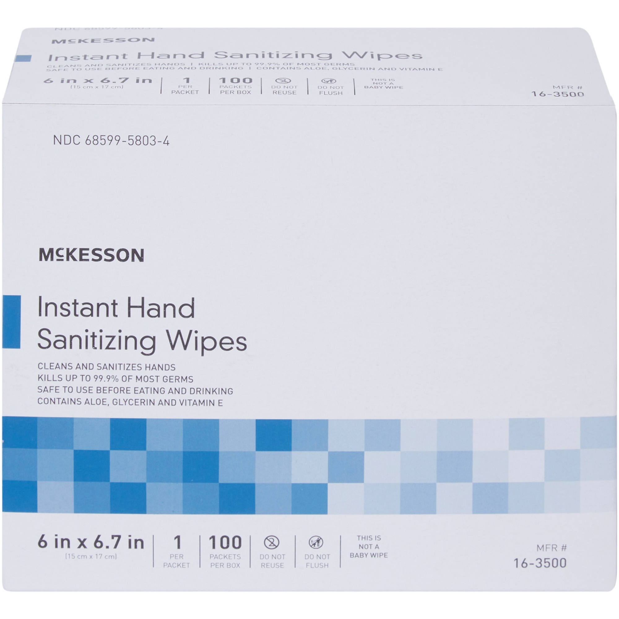 McKesson Hand Sanitizing Wipe Alcohol Wipe, Individual Packet, 16-3500, Case of 1000