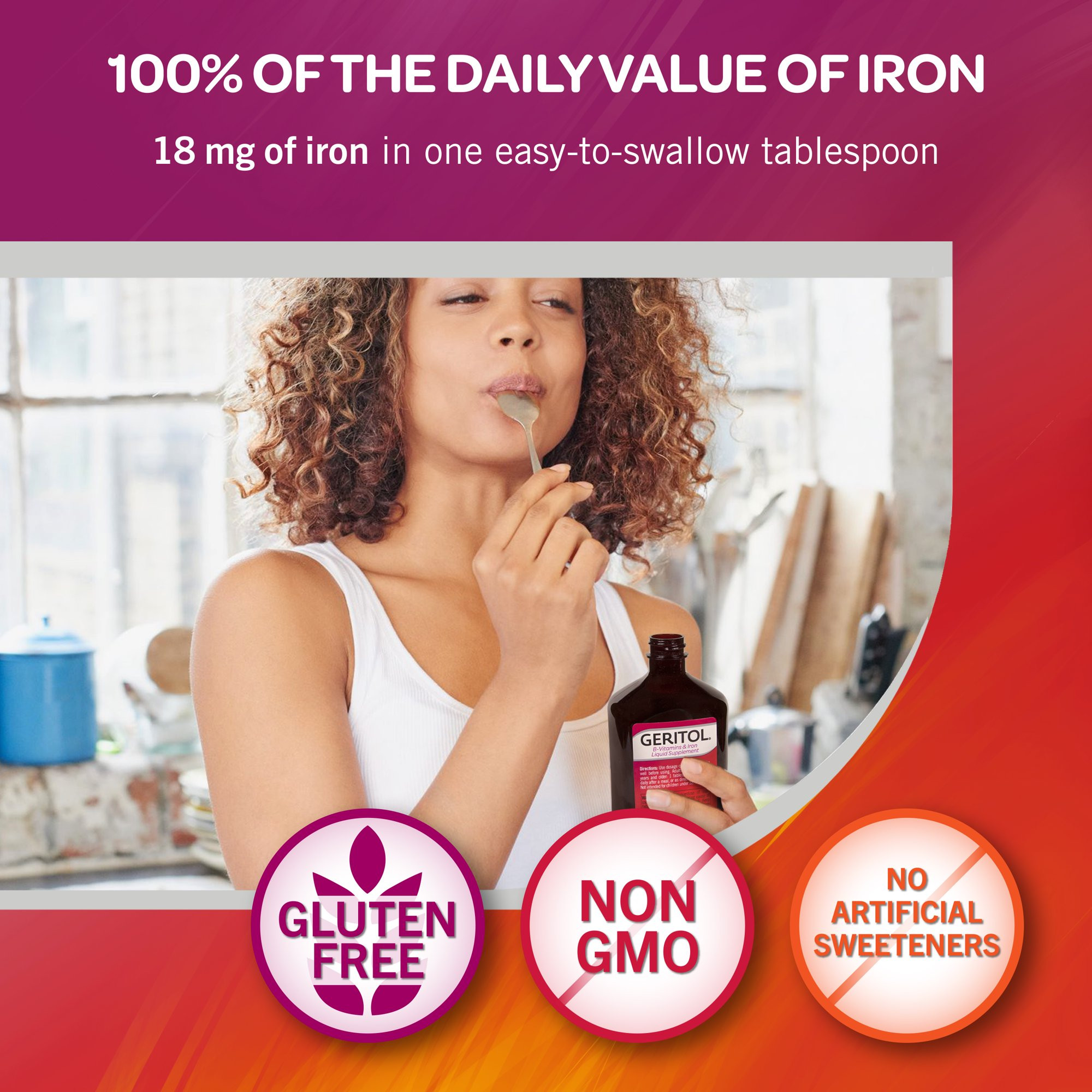 Geritol Multivitamin Supplement 12 oz. Bottle, Unflavored, 46017001112, 1 Bottle