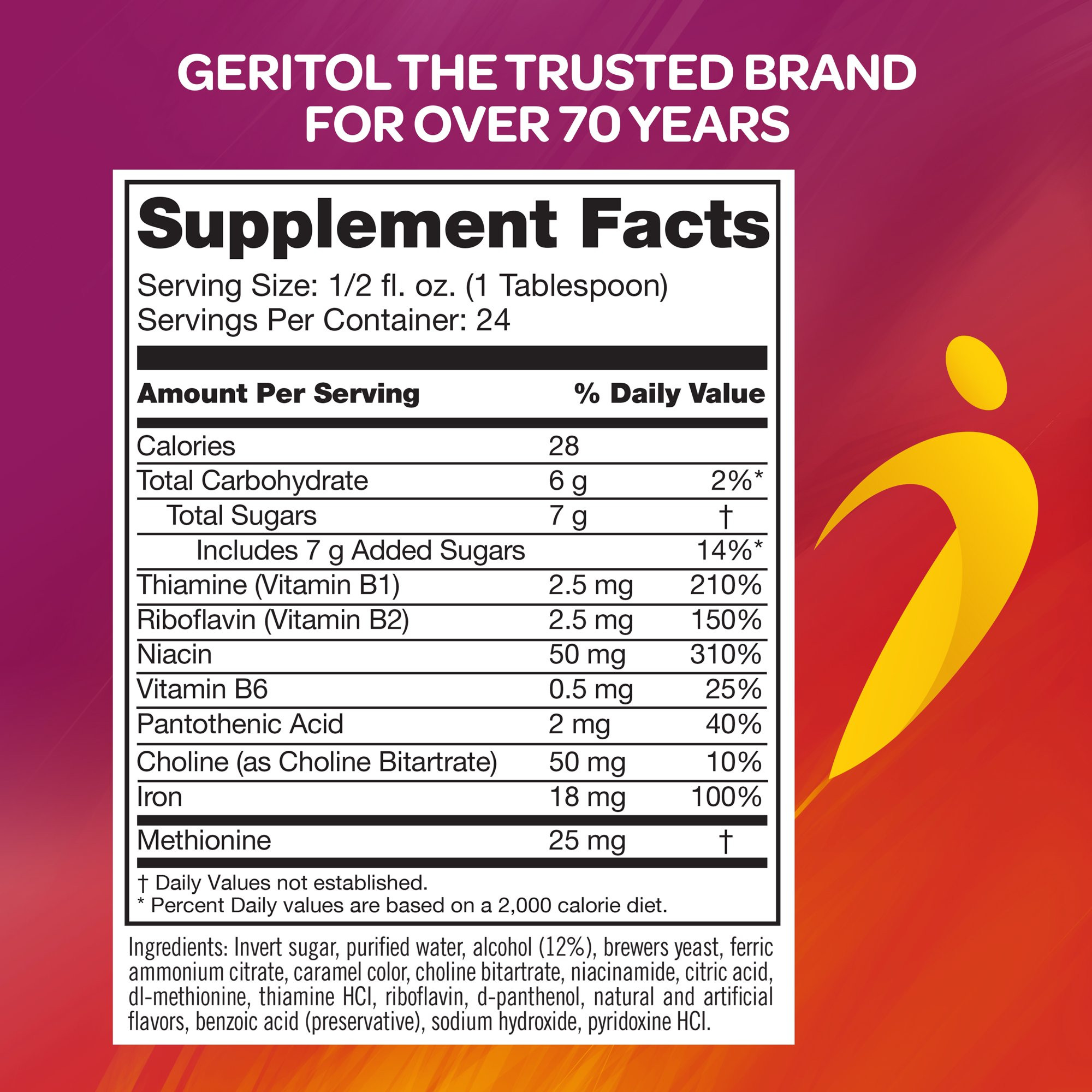 Geritol Multivitamin Supplement 12 oz. Bottle, Unflavored, 46017001112, 1 Bottle