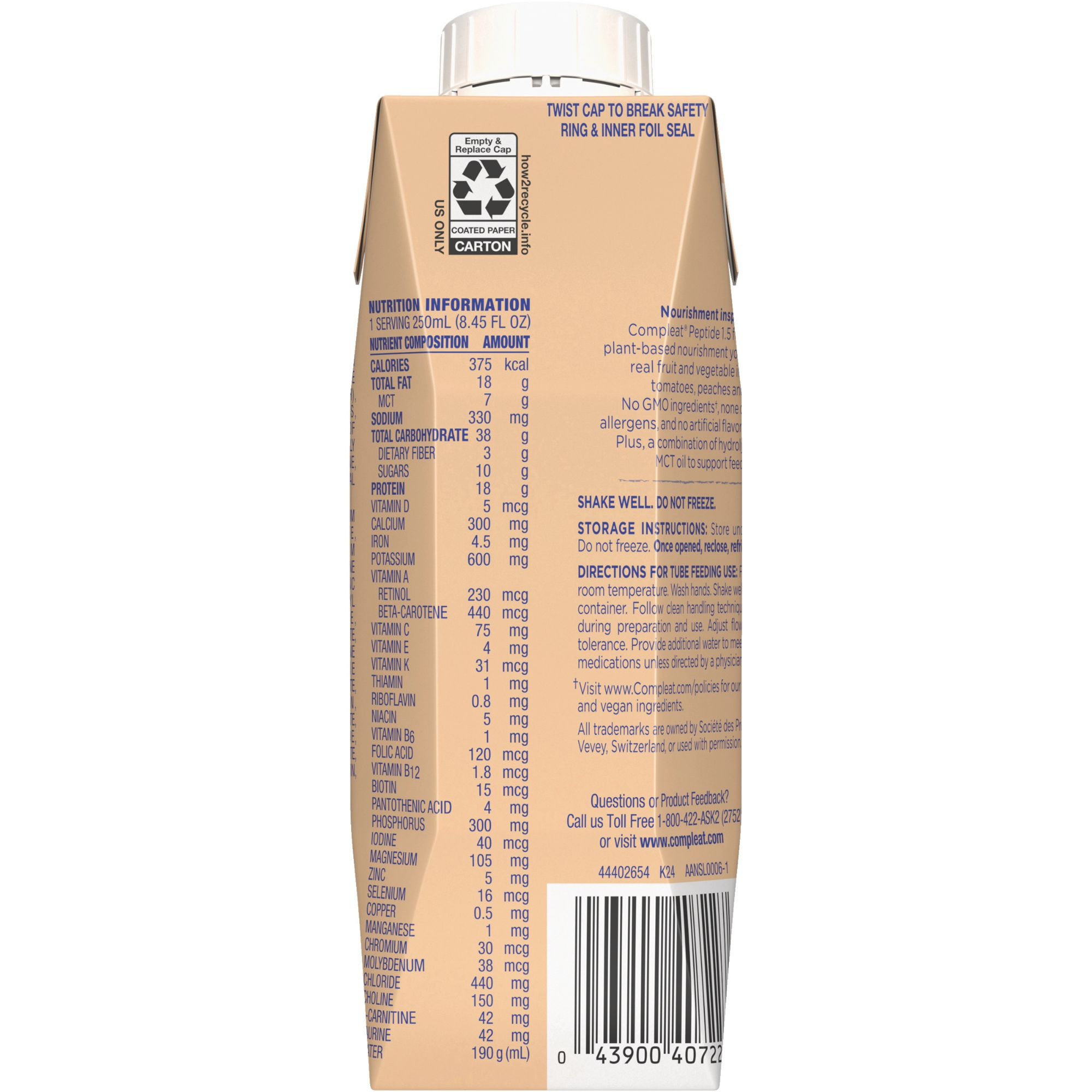 Compleat Peptide 1.5 Nutritionally Complete Tube Feeding Formula