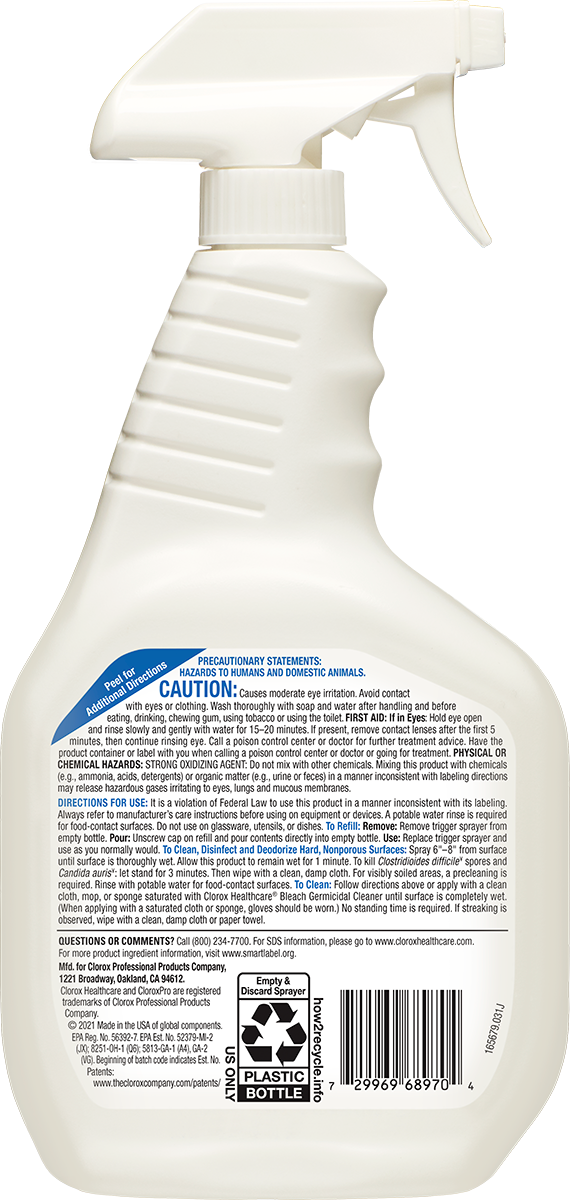 Clorox Healthcare Bleach Germicidal Surface Disinfectant Cleaner