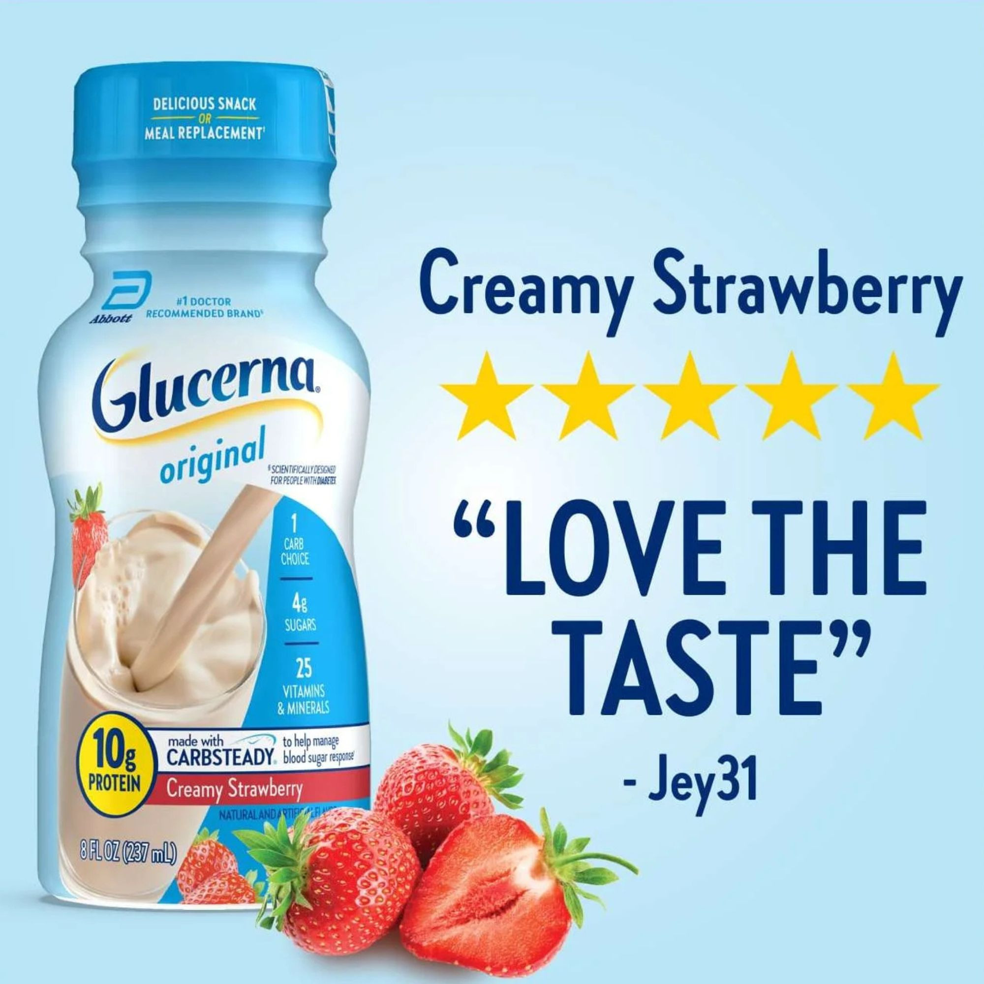 Glucerna Ready to Use Oral Supplement Shake, Bottle, Creamy Strawberry Flavor, 8 oz.