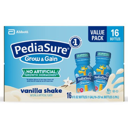 PediaSure Grow & Gain Ready to Use Pediatric Oral Supplement Shake, Vanilla Flavor, 8 oz., Bottle, 62082, 16 Bottles
