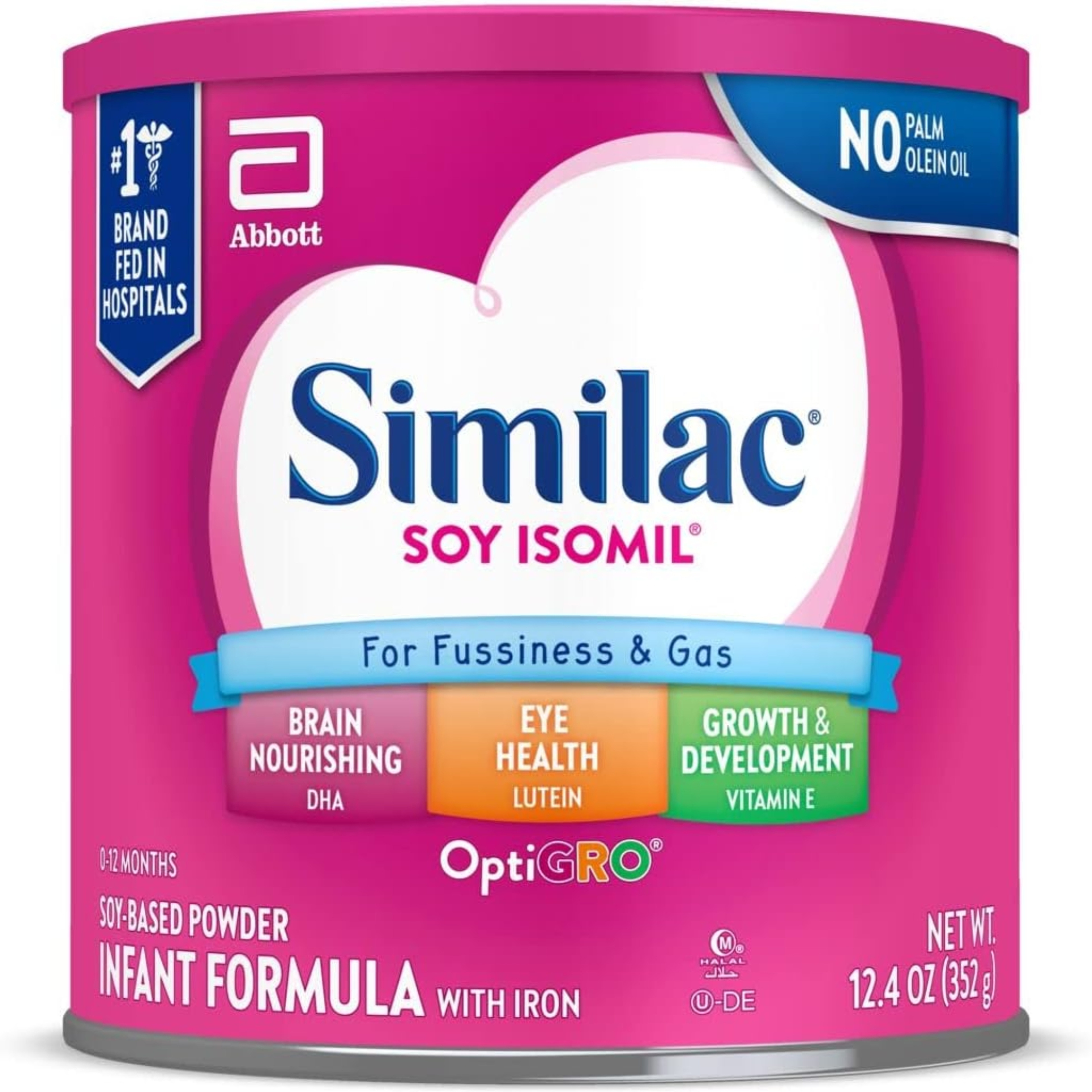 Similac Soy Isomil For Fussiness and Gas Infant Formula Powder, 12.4 oz., Can