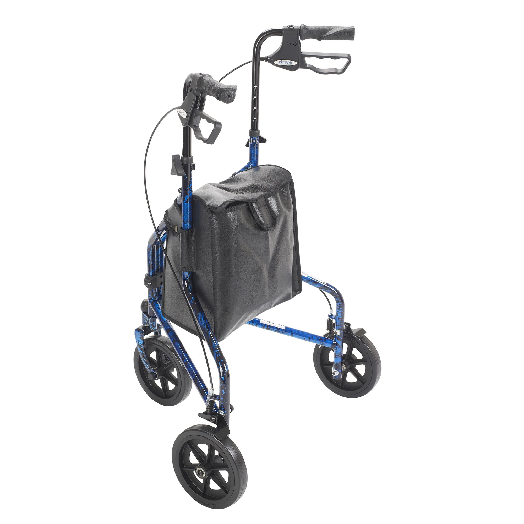 drive Deluxe Folding 3 Wheel Rollator, Blue, Aluminum Frame, 10289BL, 1 Rollator