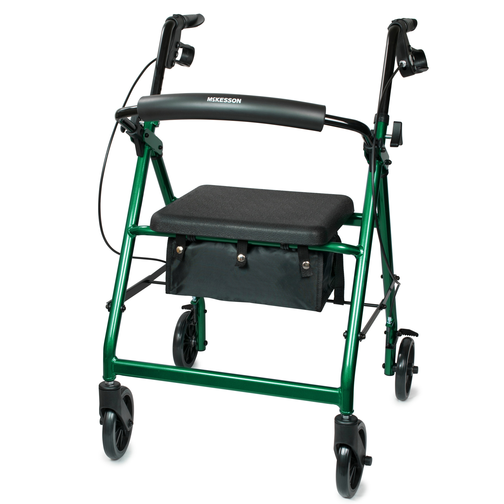 McKesson Folding 4 Wheel Rollator, Green, Aluminum Frame, 146-R726GR, 1 Rollator