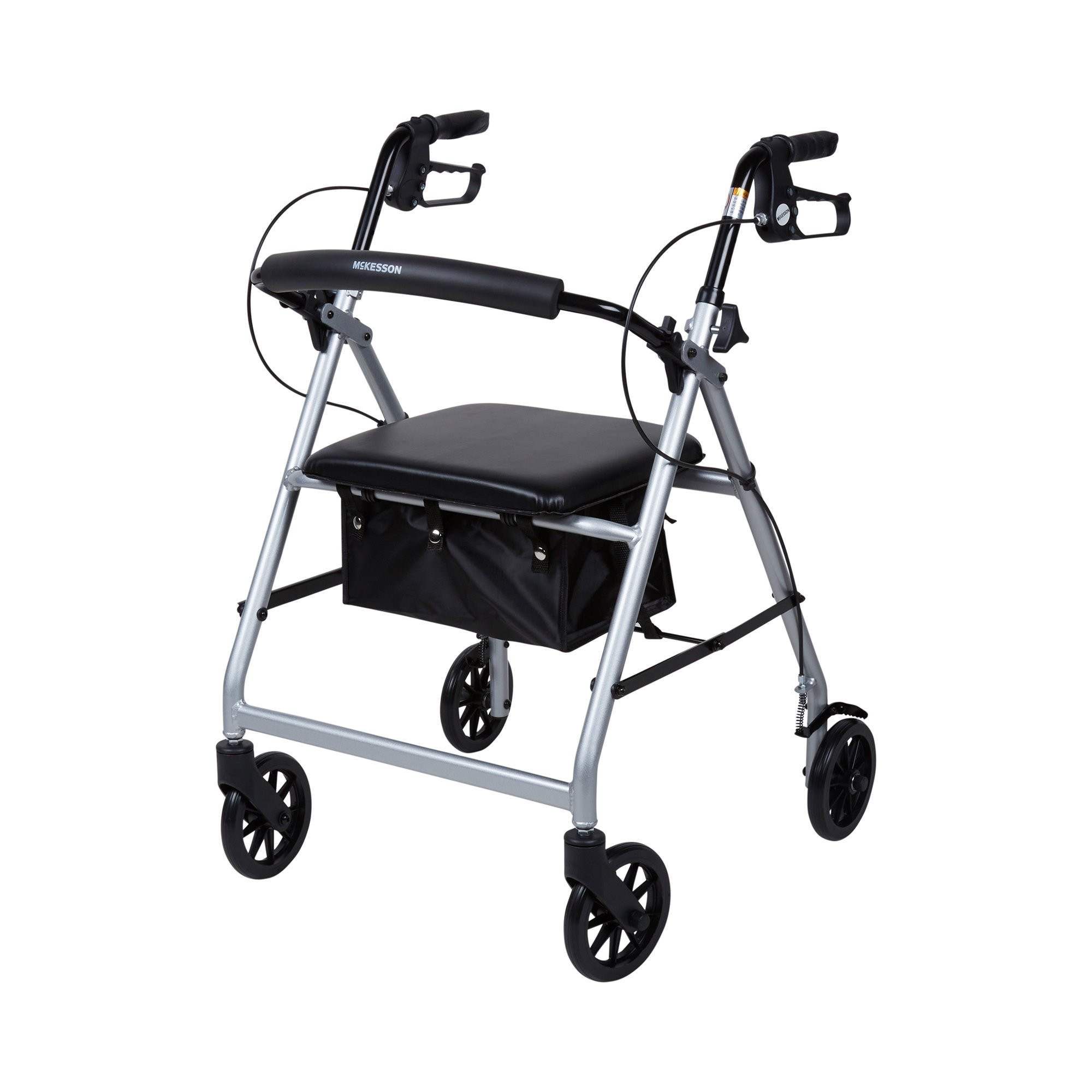 McKesson Folding 4 Wheel Rollator, Silver, Aluminum Frame, 146-R726SL, Silver