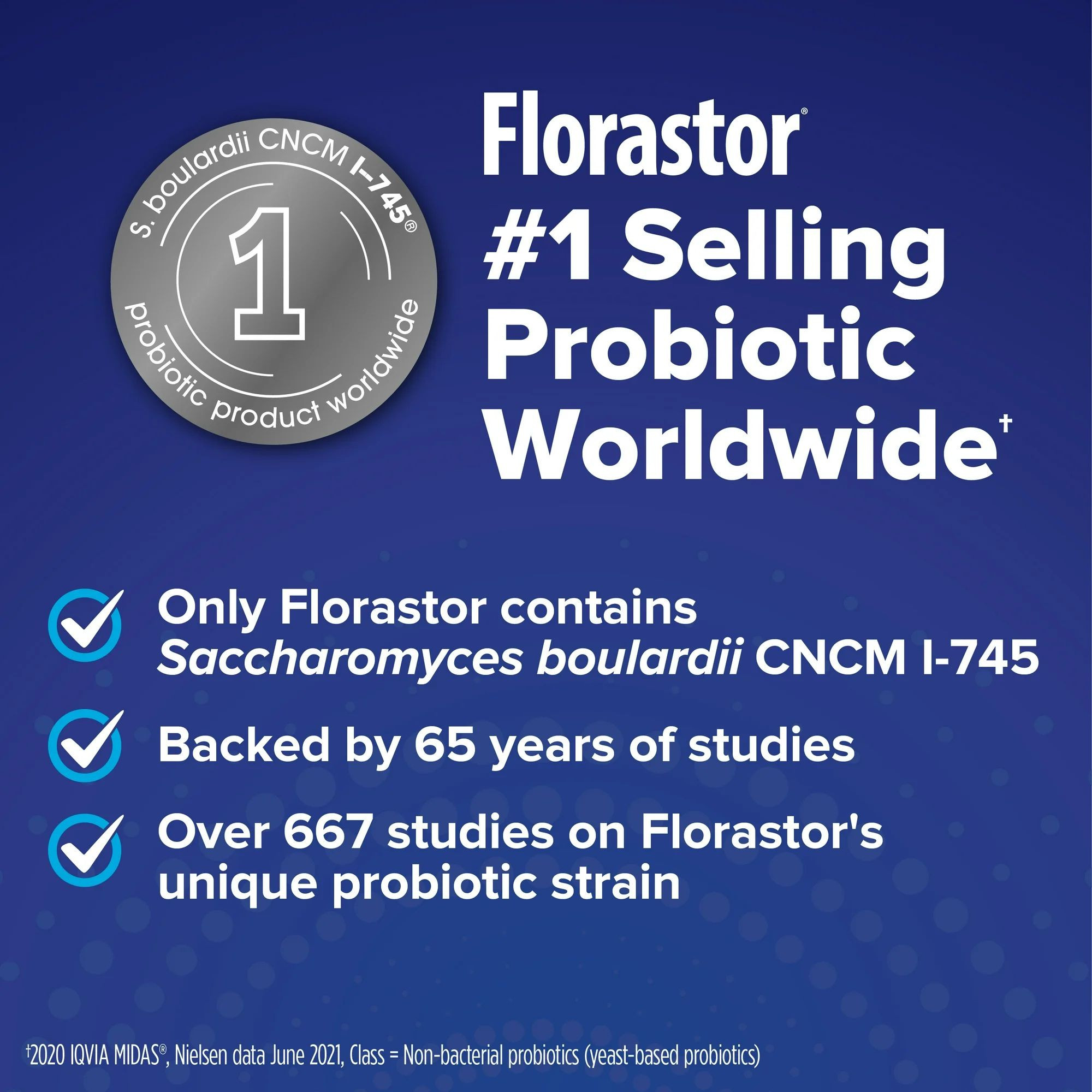 Florastor Probiotic Dietary Supplement Capsule, 50 per Bottle, 66825000201, 1 Bottle