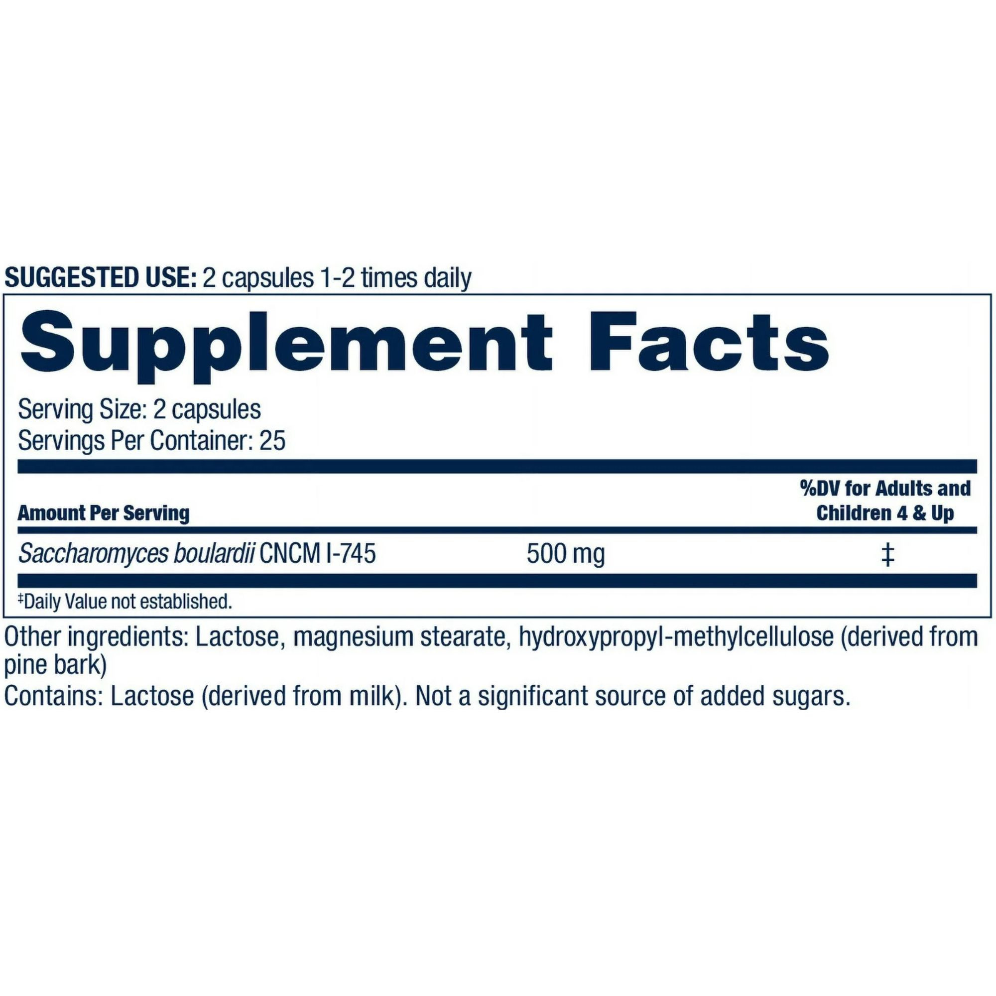 Florastor Probiotic Dietary Supplement Capsule, 50 per Bottle, 66825000201, 1 Bottle