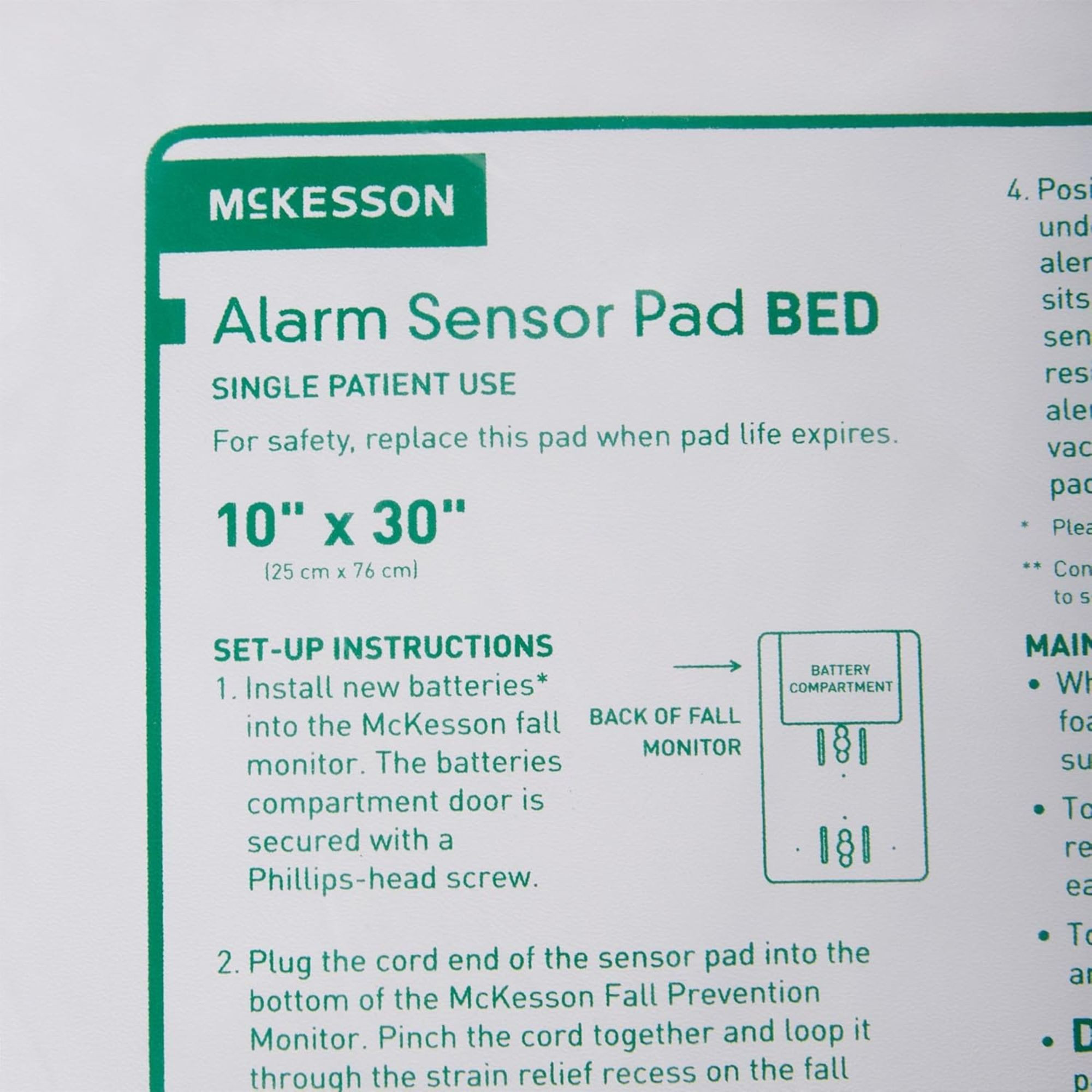 McKesson Alarm Sensor Pad, 162-1127, 10 X 30" - 1 Pad