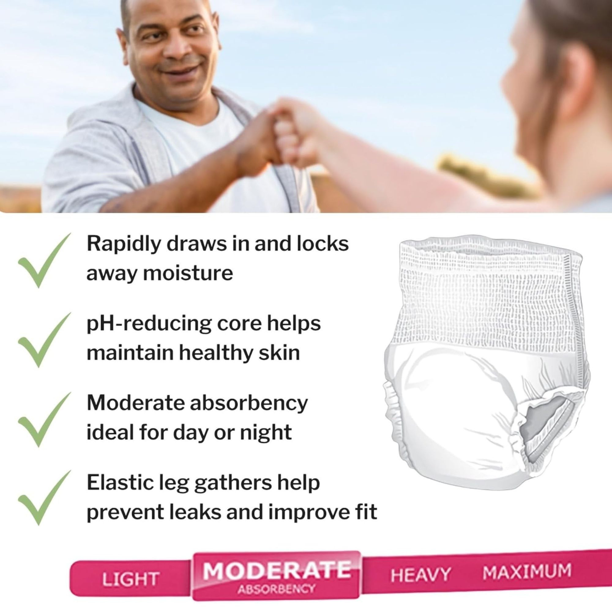 McKesson Unisex Adult Absorbent Pull-On, Moderate Absorbency, UW33845, Large (44-58") - Case of 72