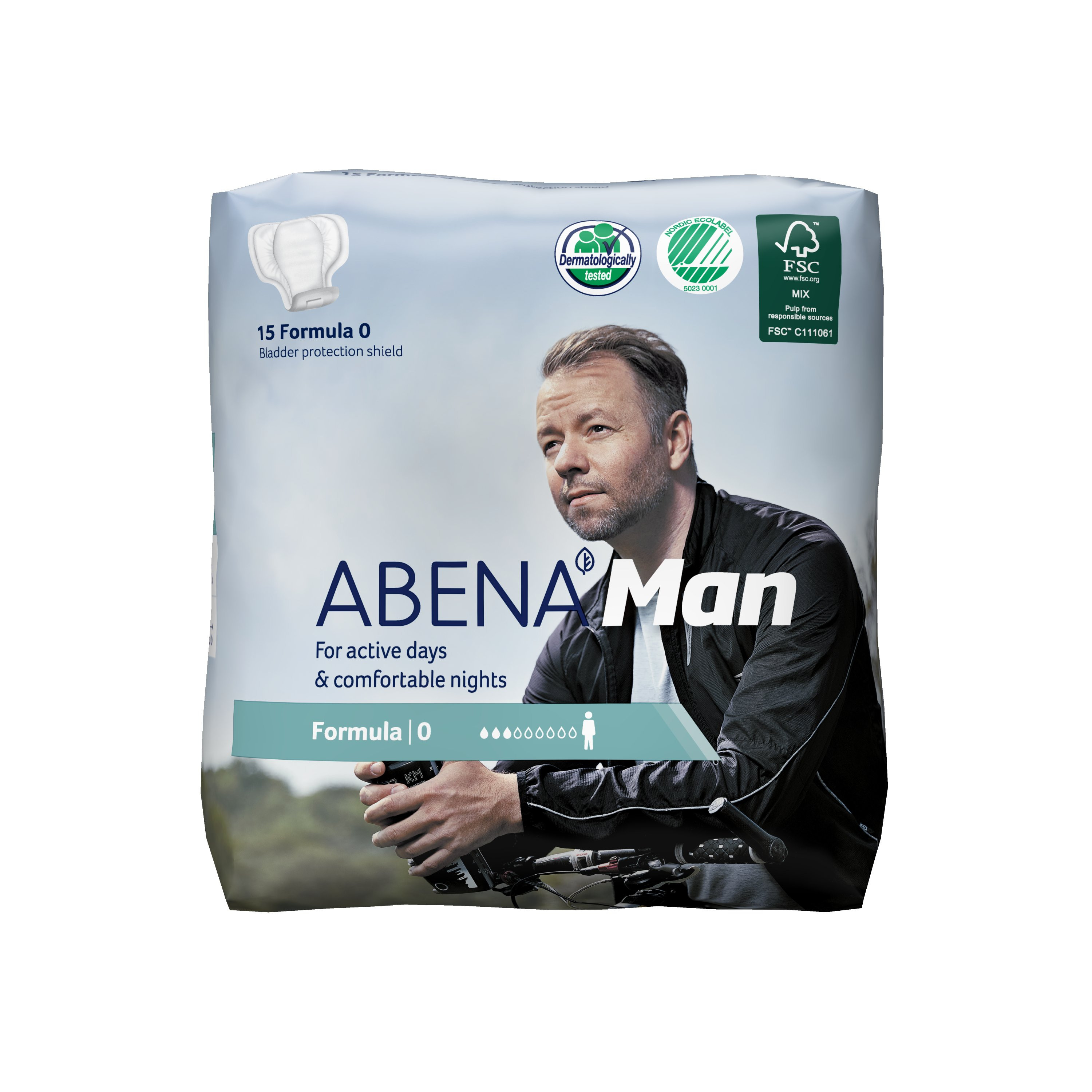 Abena-Man Adult Male Disposable Bladder Control Pad, Light Absorbency, 1000017161, Formula 0 (9") - Bag of 15