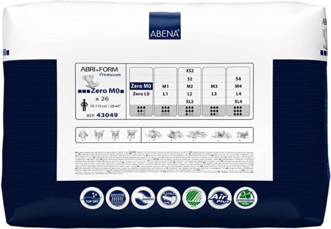 Abri-Form Premium M0 Unisex Adult Disposable Diaper with tabs, Moderate Absorbency