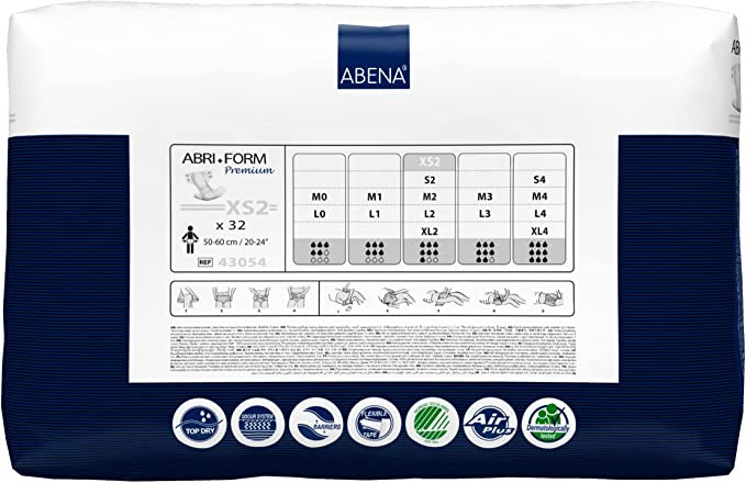 Abri-Form Premium XS2 Unisex Adult Disposable Diaper with tabs, Heavy Absorbency