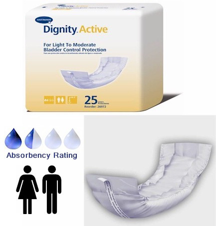 Dignity Stackables Adult Unisex Disposable Bladder Control Pad, Light Absorbency