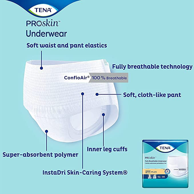 TENA ProSkin Plus Protective Adult Incontinence Underwear, Plus Absorbency