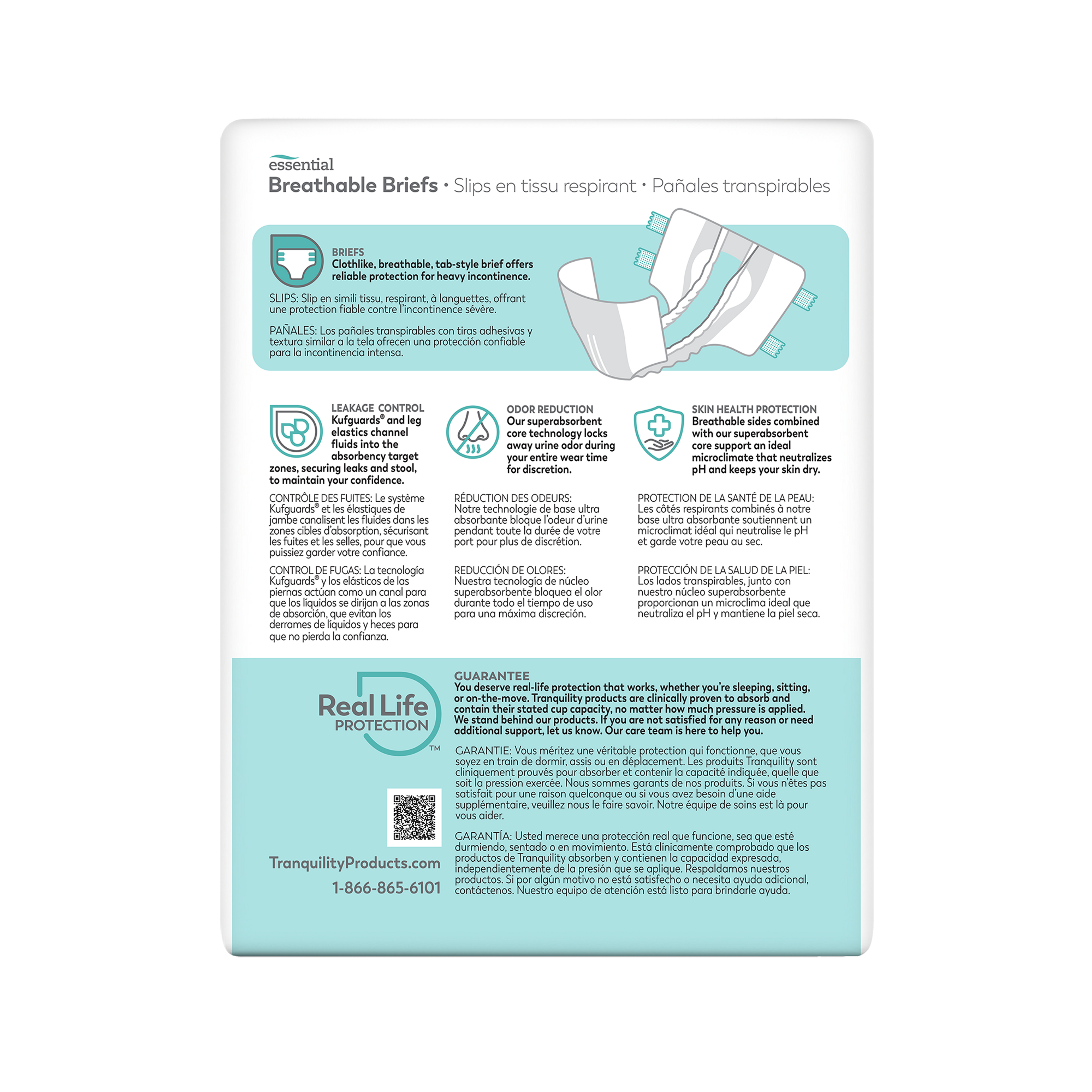 Tranquility Essential Breathable Adult Briefs with Tabs, Heavy Absorbency