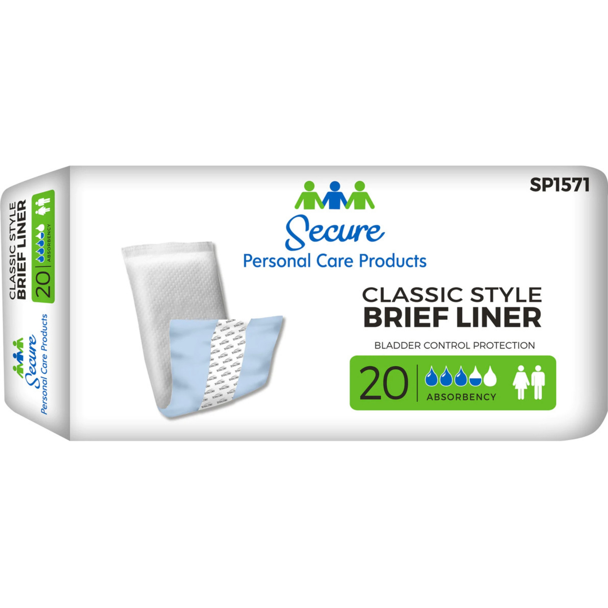 Secure Personal Care Products Classic Style Brief Liners, Moderate Absorbency