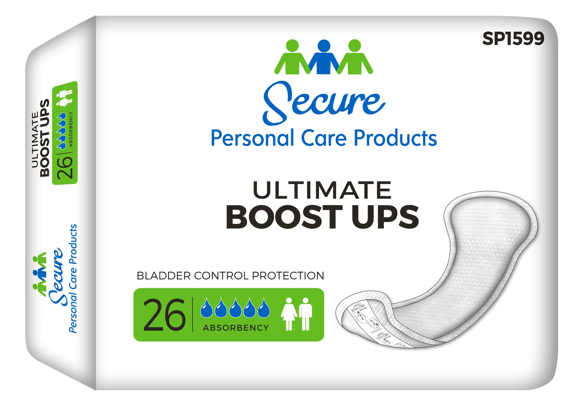 Secure Personal Care Products Ultimate Boost Ups Bladder Control Pad,SP1599, Case of 104 (4 Bags)