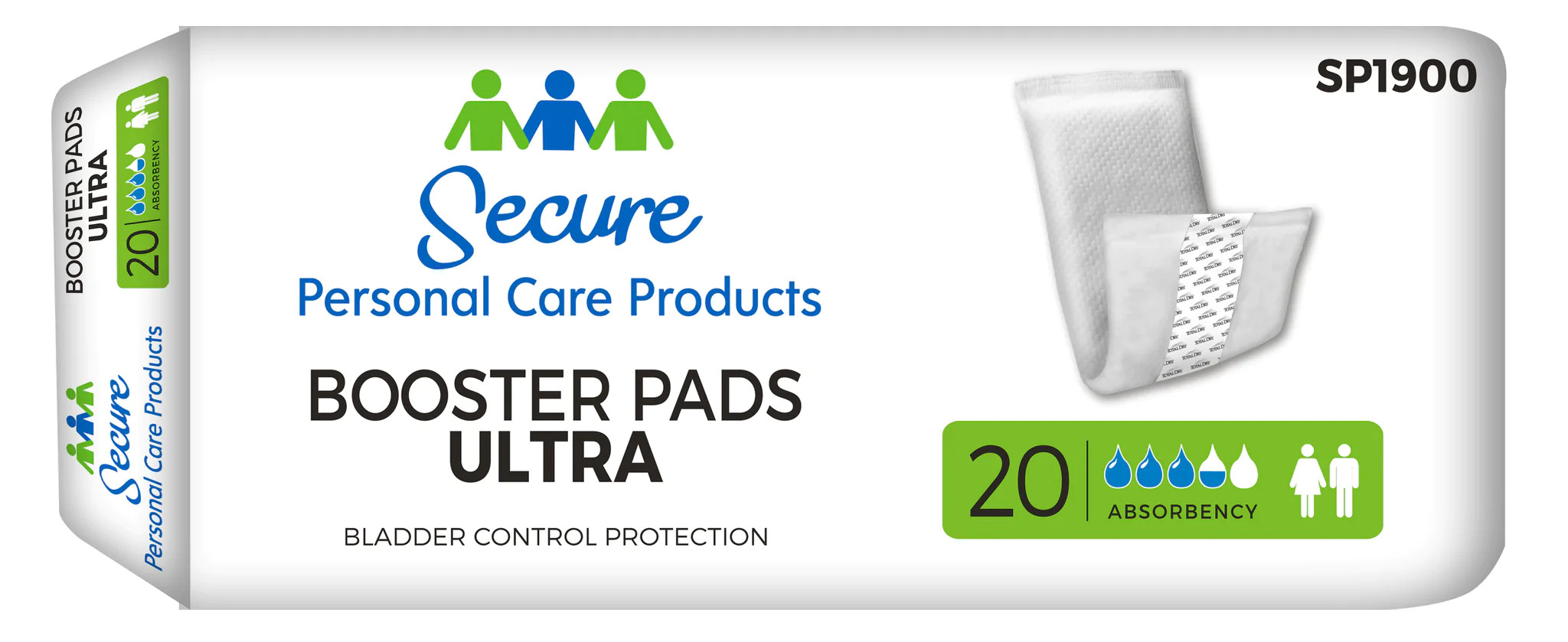 Secure Personal Care Products Booster Pads Ultra, Extra Absorbency, SP1900, Bag of 20