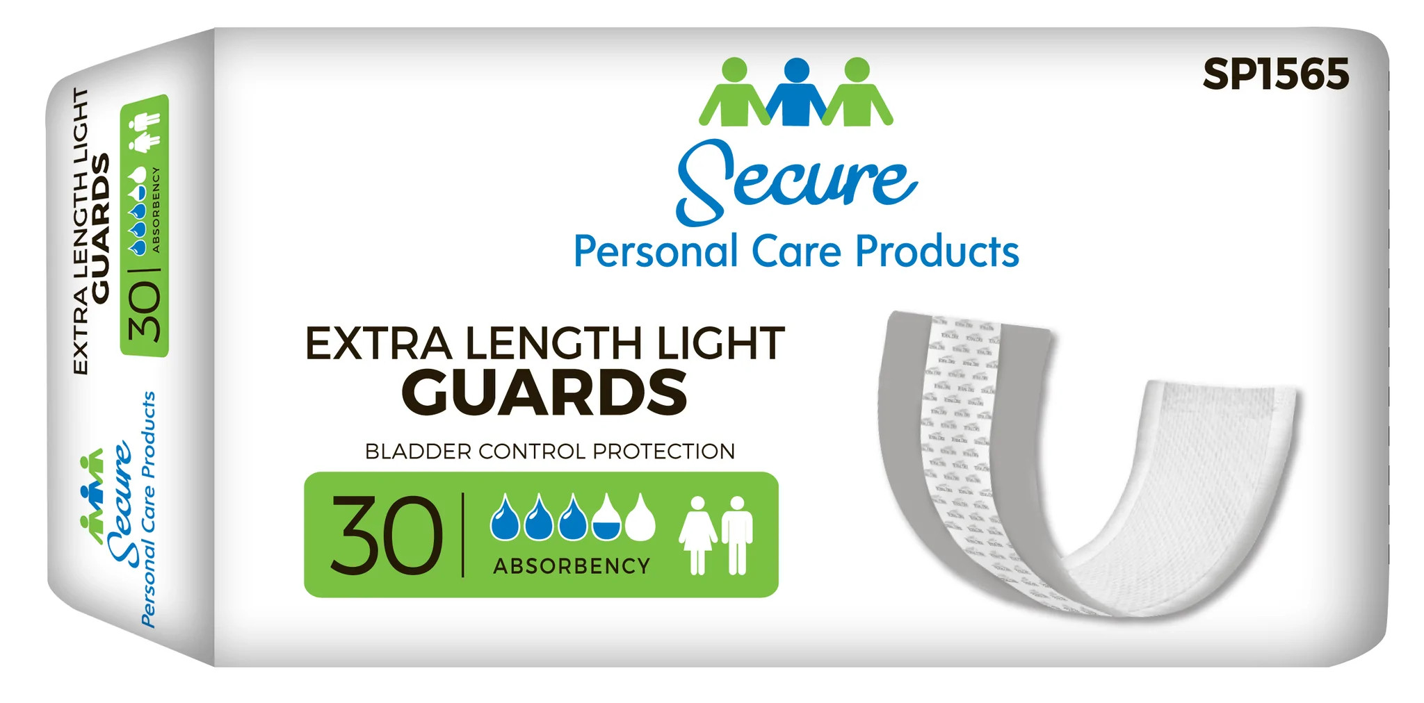 Secure Personal Care Products Extra Length Guards Bladder Control Pads, SP1565, 11" - Bag of 30