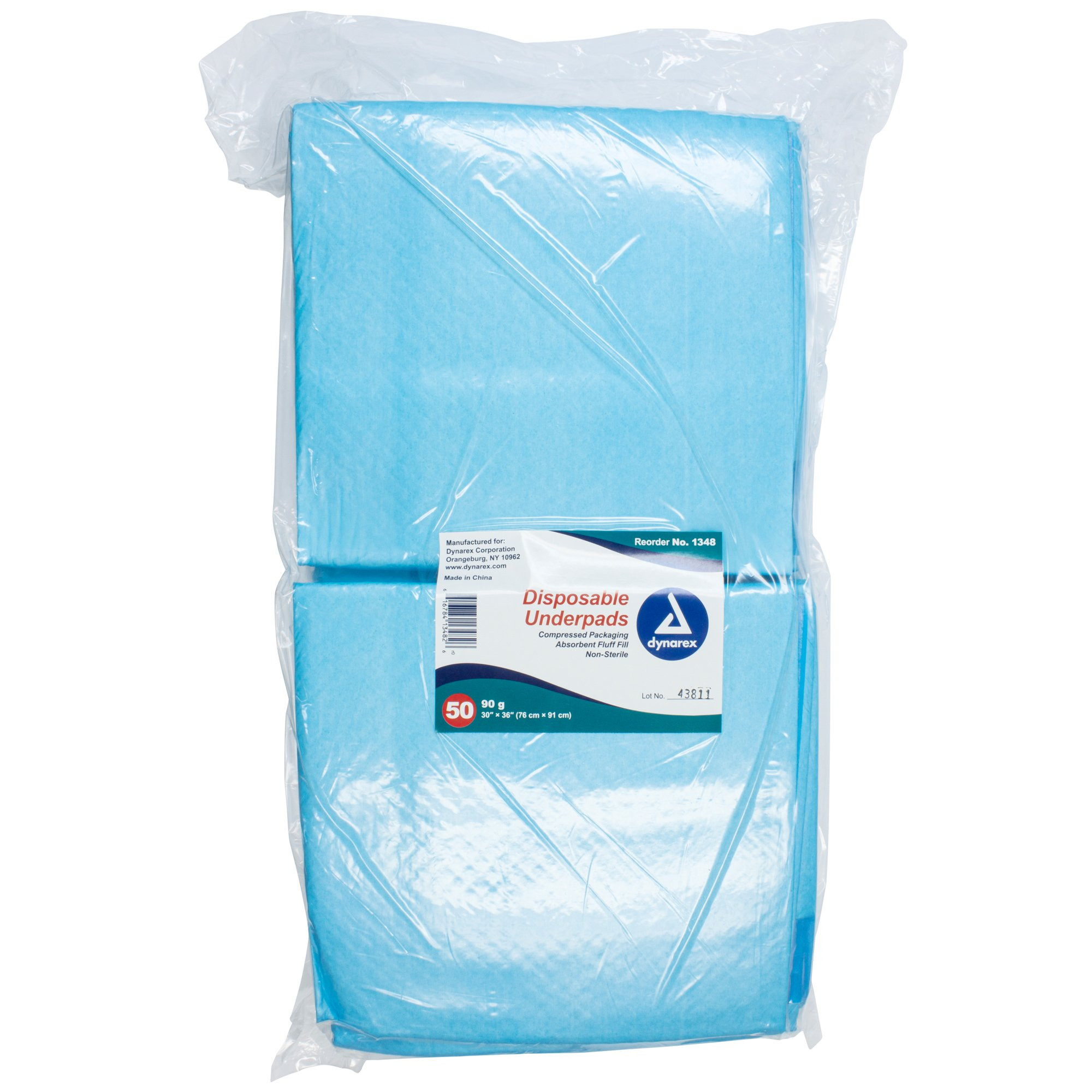Dynarex Disposable Underpad, Heavy Absorbency, 1348, 30 X 36" - Pack of 50