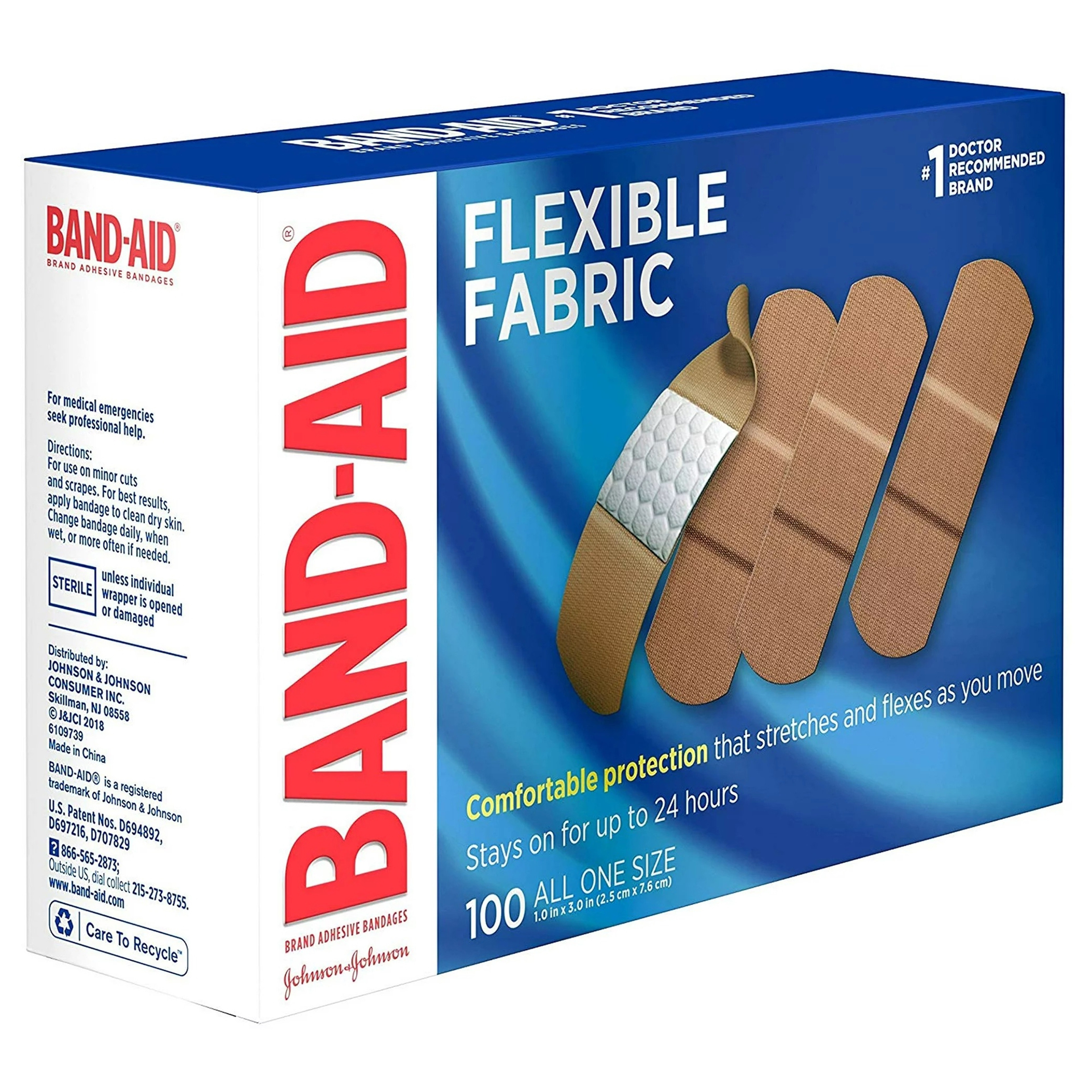 Band-Aid Flexible Fabric Adhesive Bandages, 1 X 3"