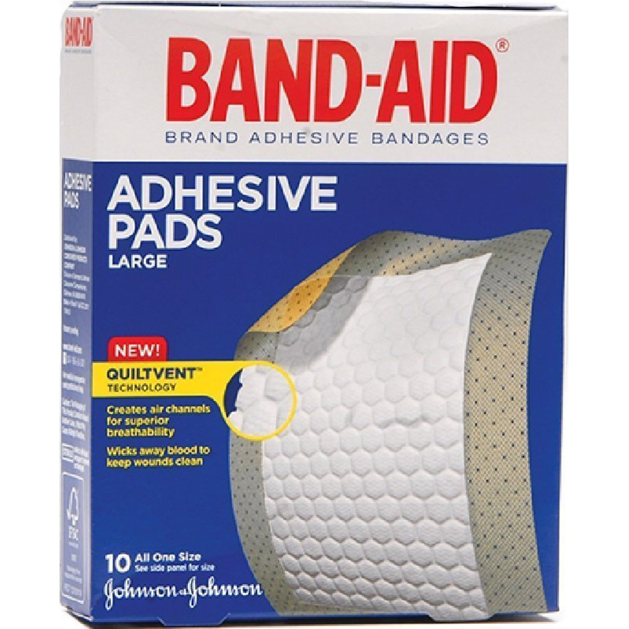 Band-Aid Adhesive Pads Large with Quiltvent Technology, 2-7/8 X 4"