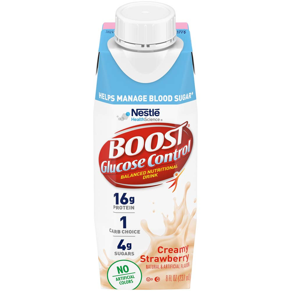 Boost Glucose Control Balanced Nutritional Drink, 8 oz., Carton, Creamy Strawberry